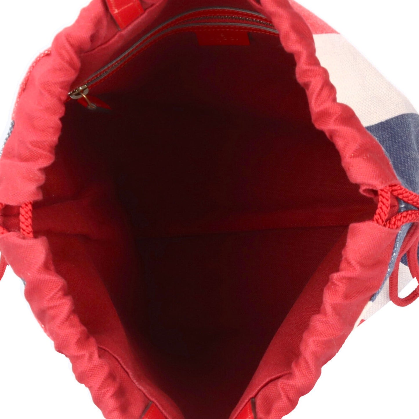 Gucci Blue Red Color White Canvas Leather Backpack