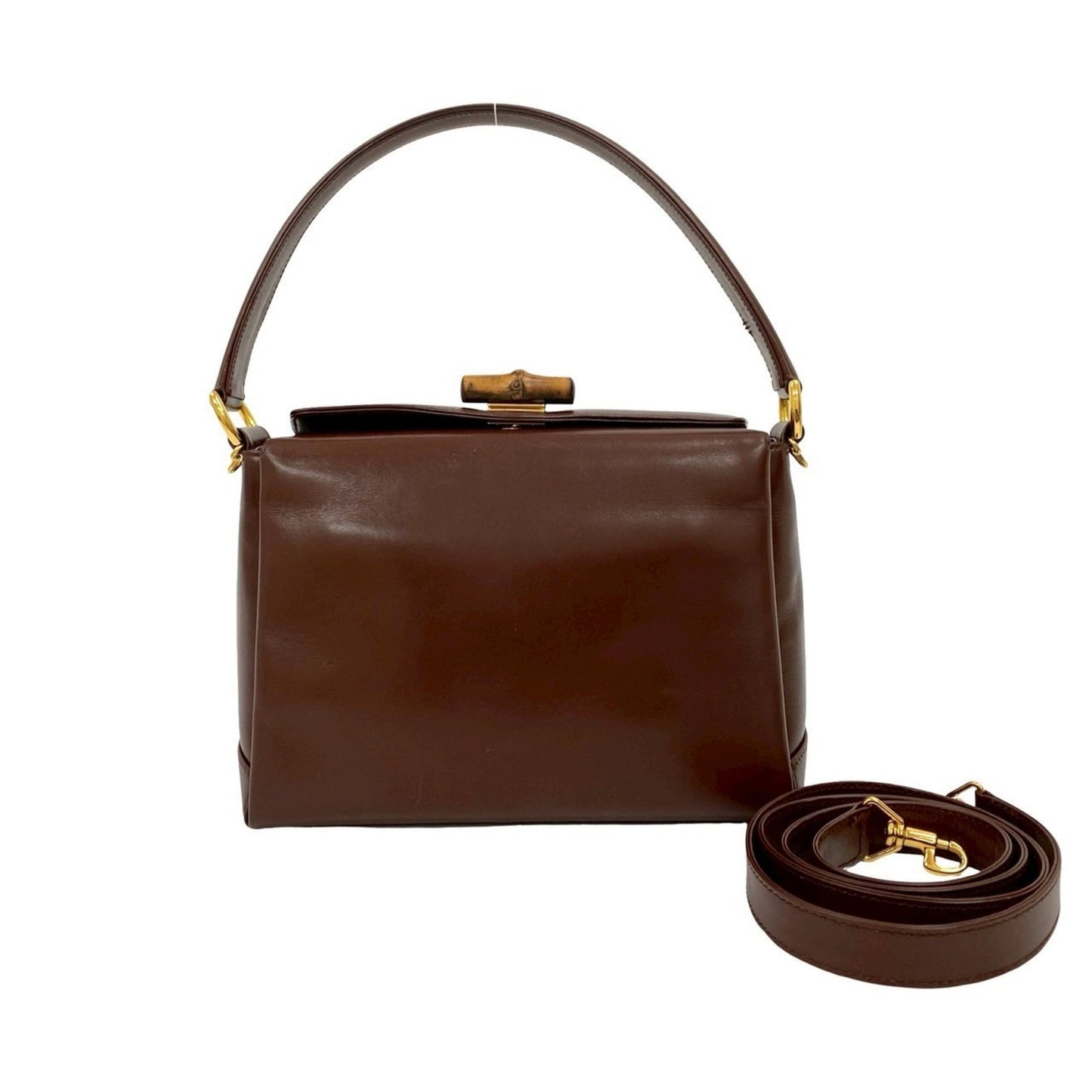 Gucci Brown Bamboo Leather Handbag Shoulder Bag