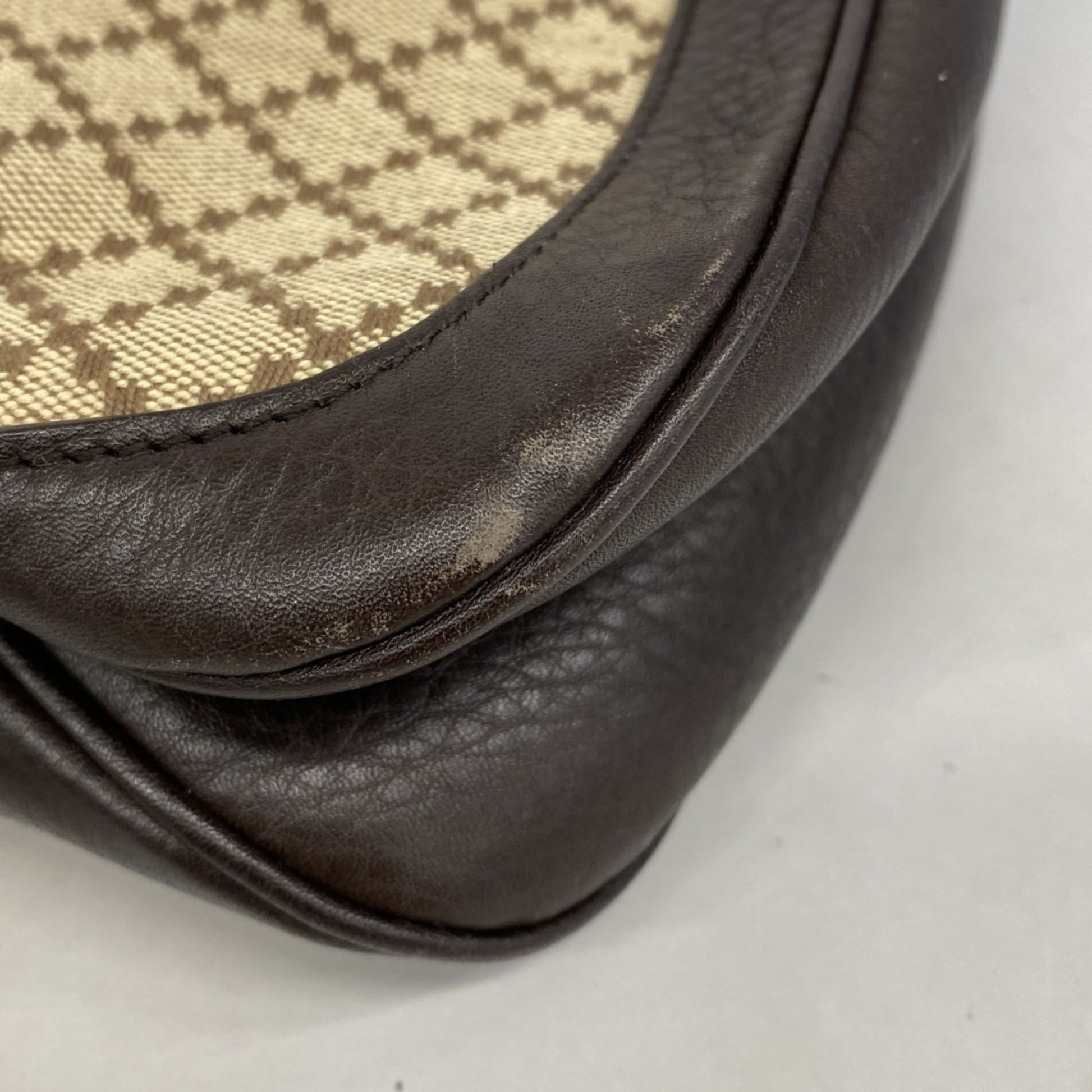 Gucci Brown Canvas Leather Shoulder Bag