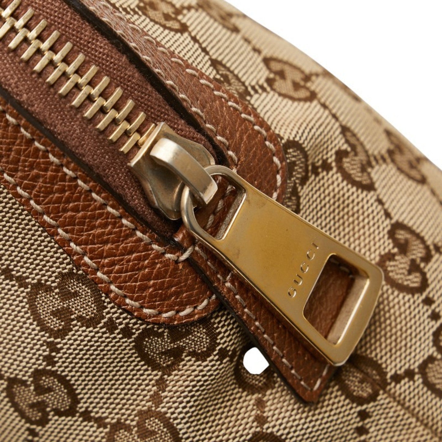 Gucci Gg Canvas Beige Brown Gg Canvas Leather Handbag Tote Bag