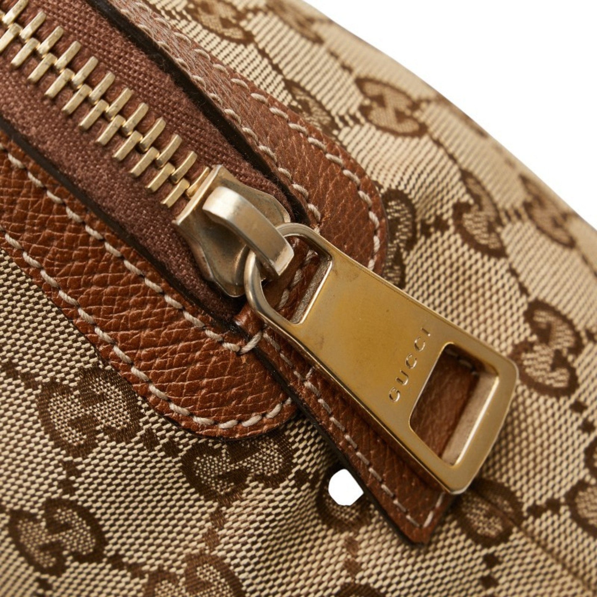 Gucci Gg Canvas Beige Brown Gg Canvas Leather Handbag Tote Bag