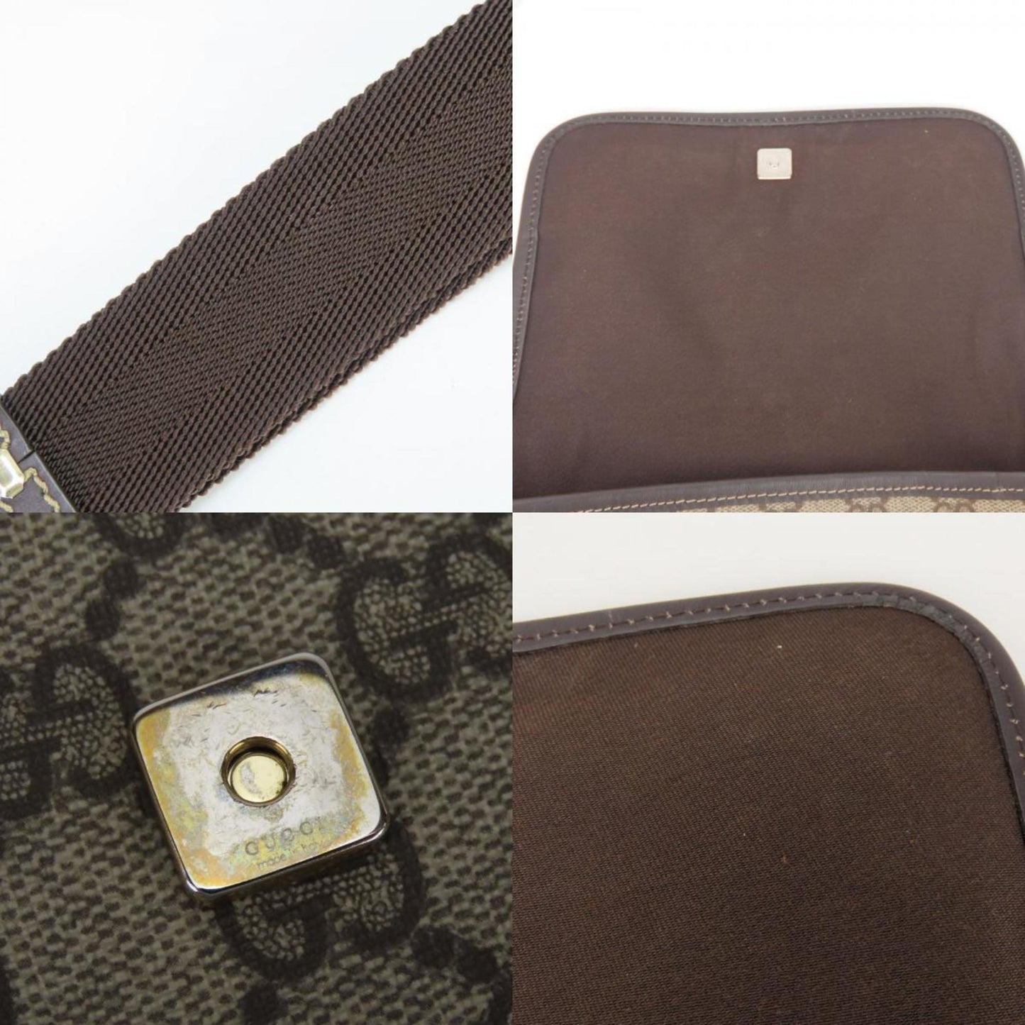 Gucci Beige Dark Brown Gg Supreme Leather Shoulder Bag