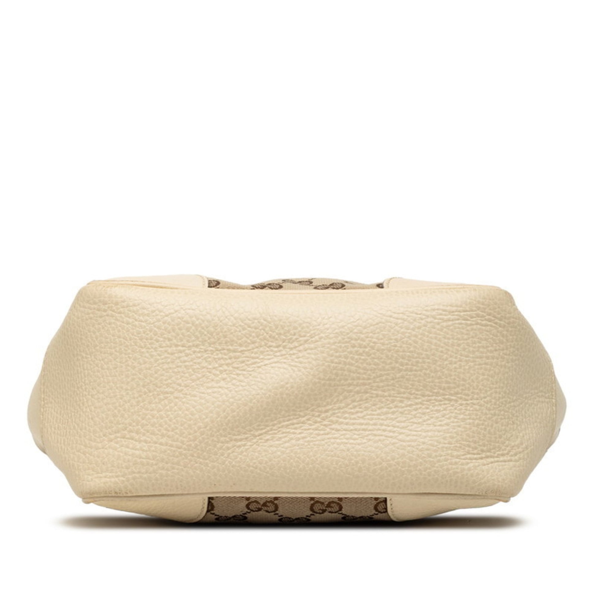 Gucci Beige White Canvas Leather Handbag Shoulder Bag