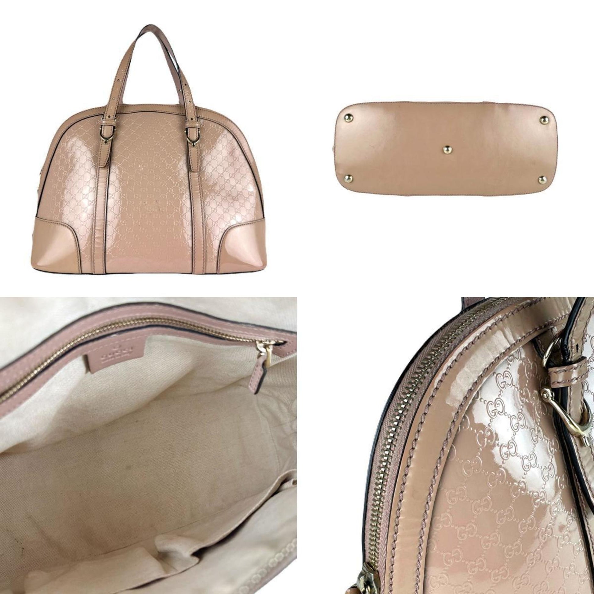 Gucci Pink Beige Patent Leather Handbag Shoulder Bag
