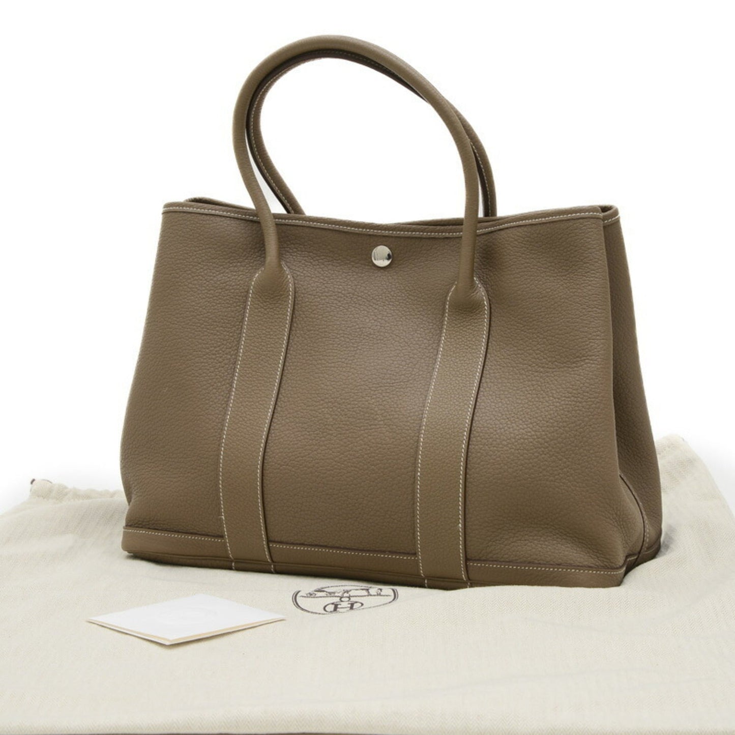 Hermes Etoupe Negonda Handbag Tote Bag Leather Gray