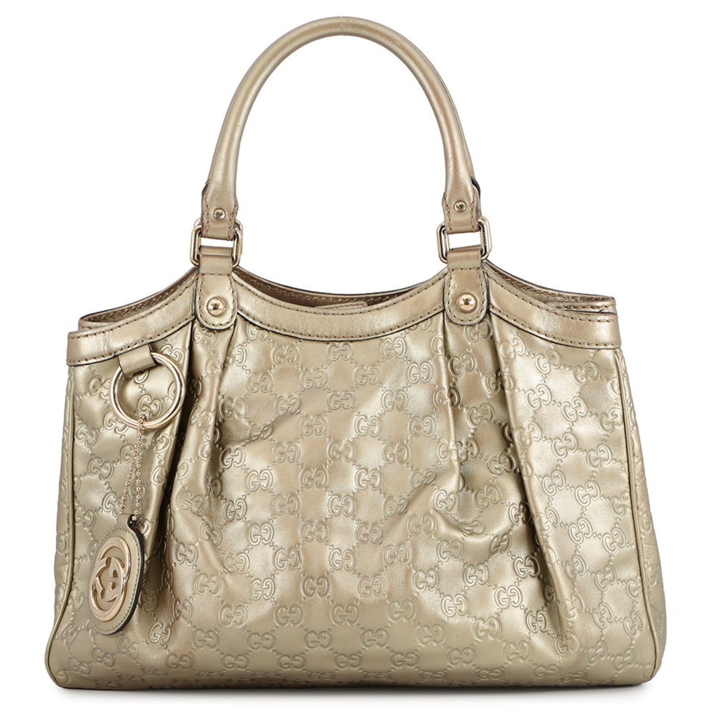 Gucci Sukey Beige Gold Leather Handbag