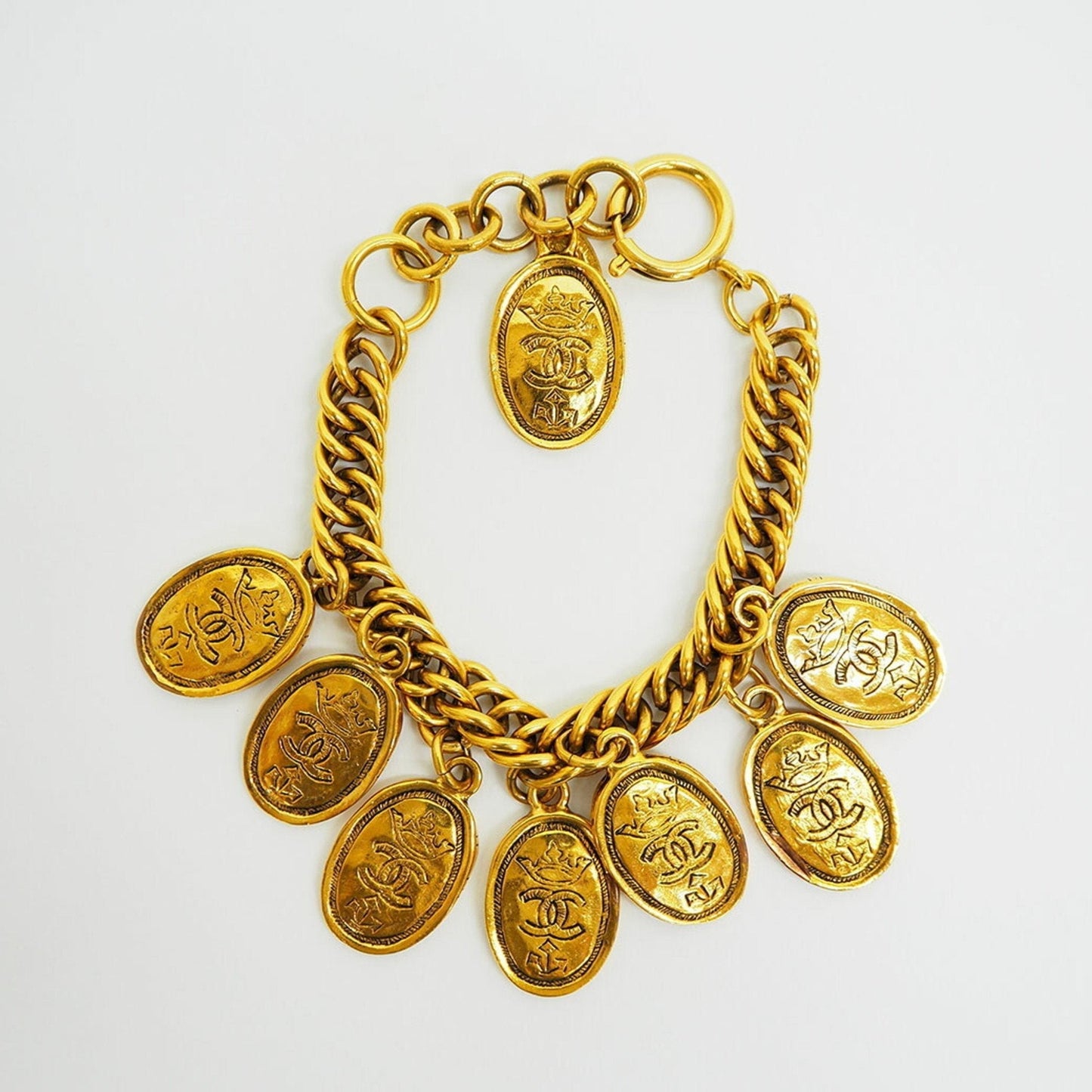 CHANEL   charm coco mark bracelet gold medal coin crown