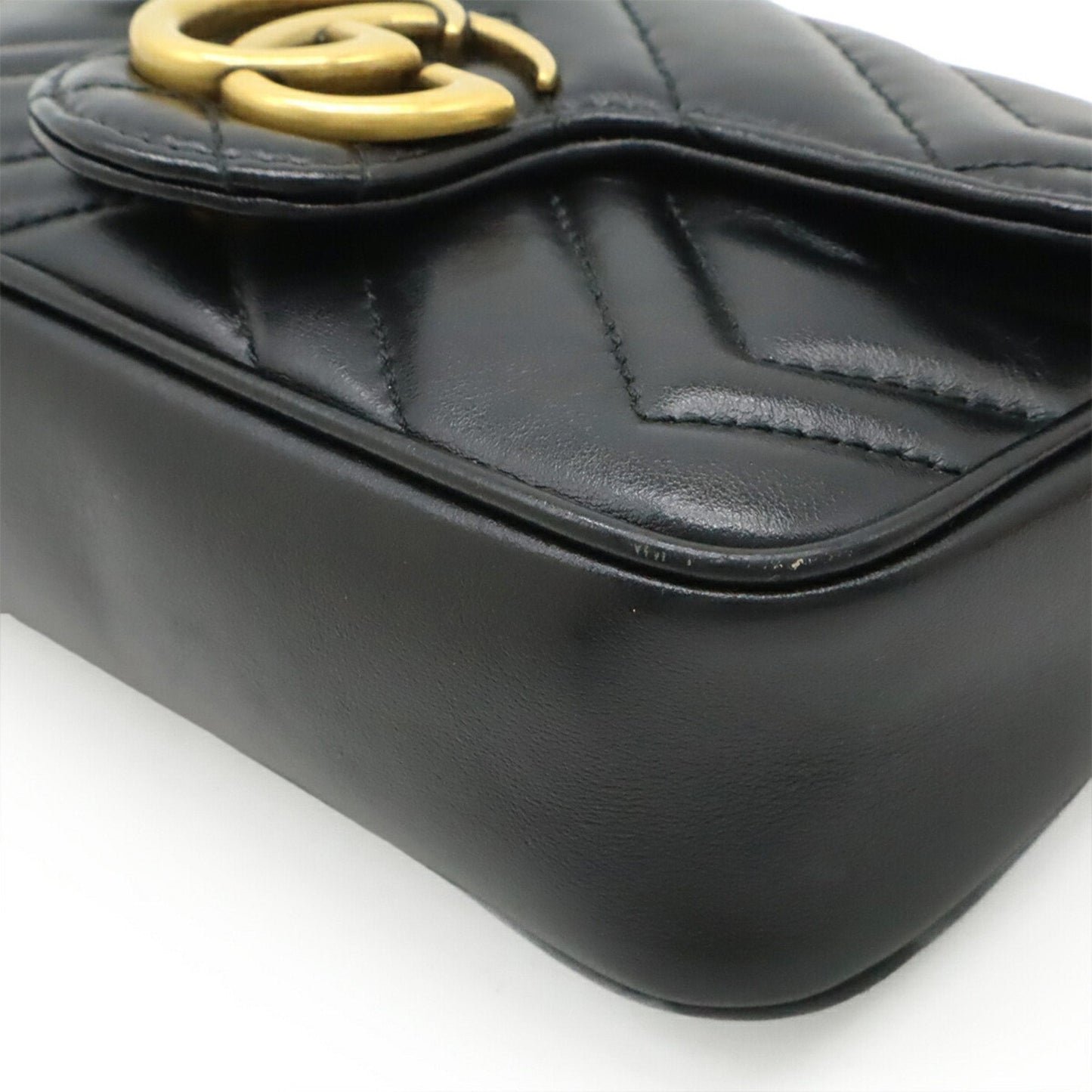 Gucci Gg Marmont Black Leather Pochette Shoulder Bag