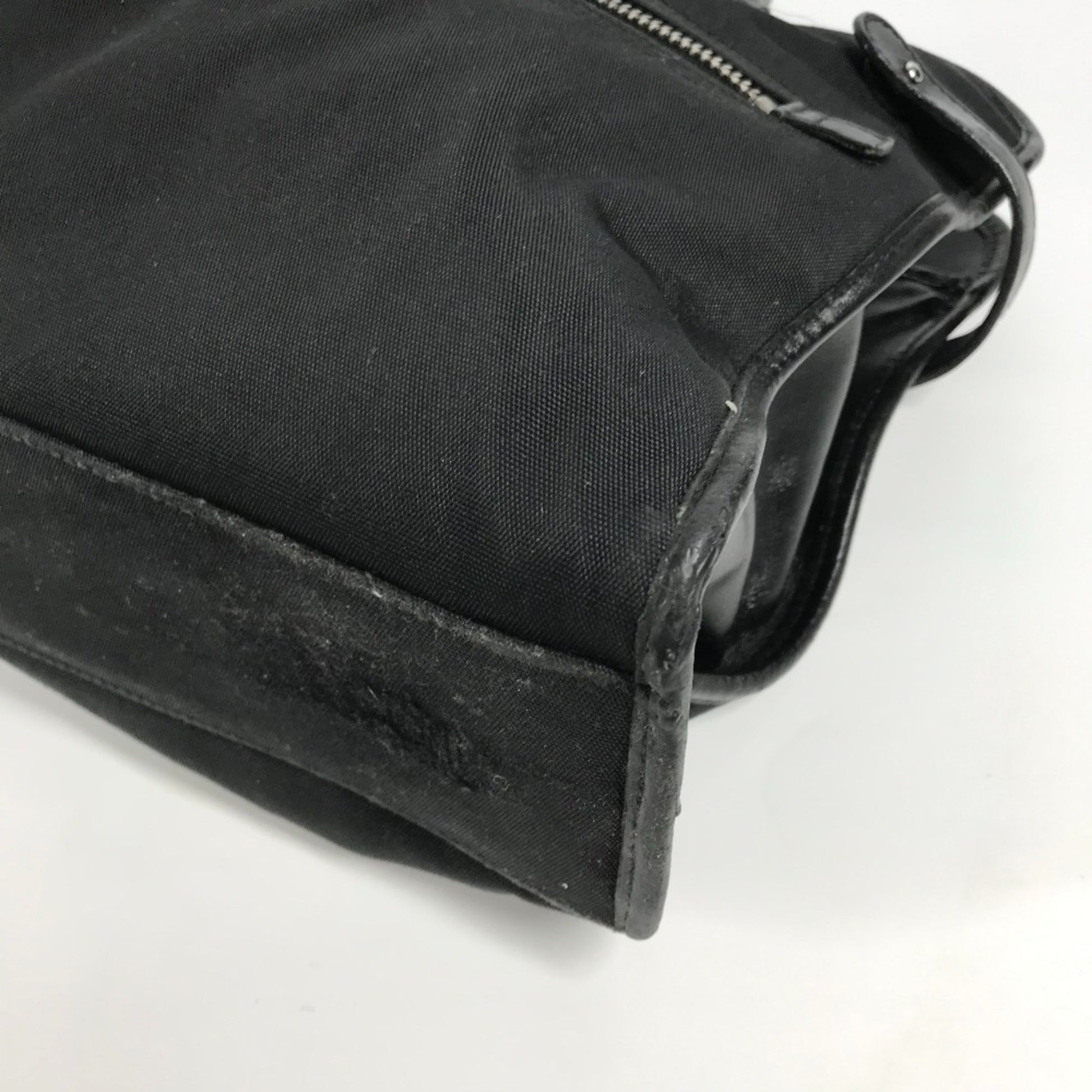 Gucci Black Nylon Leather Handbag Tote Bag