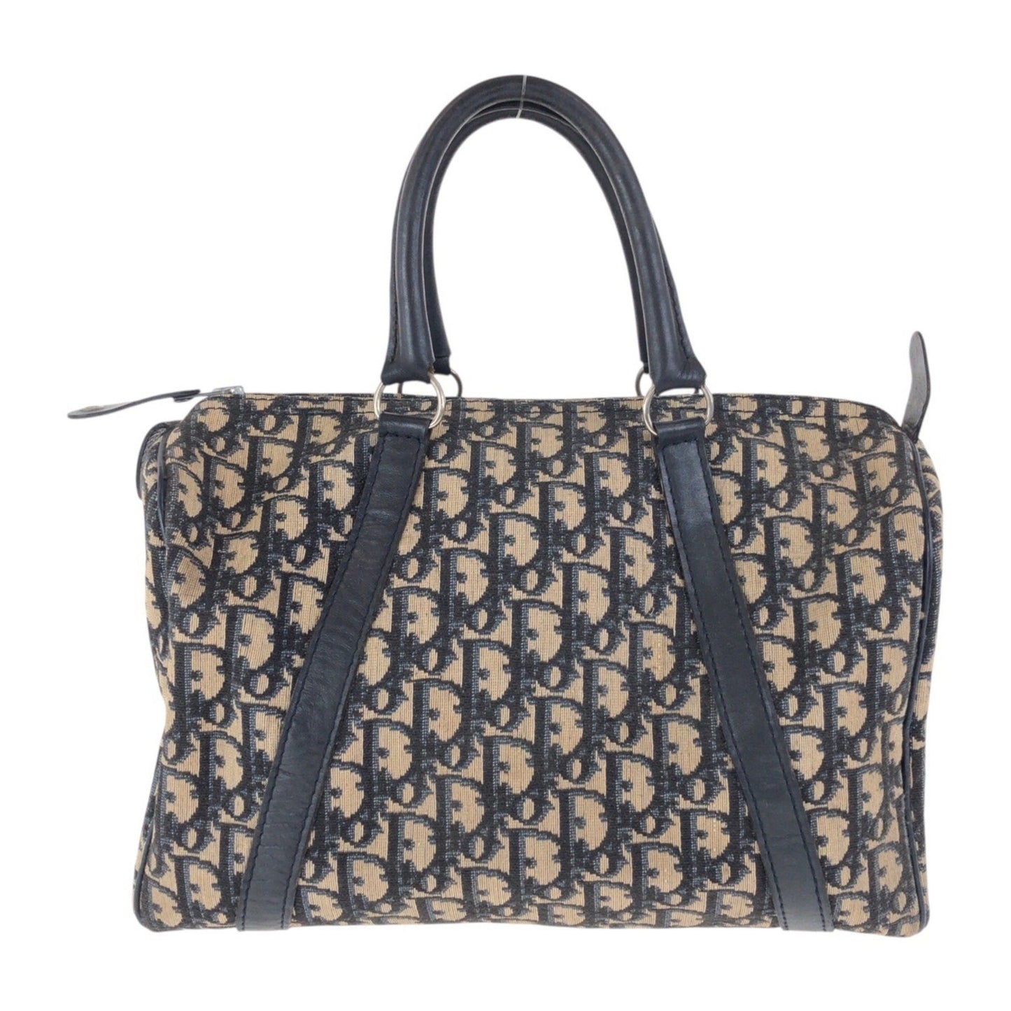Dior Handbag Christian Trotter Boston Bag Leather Canvas Beige