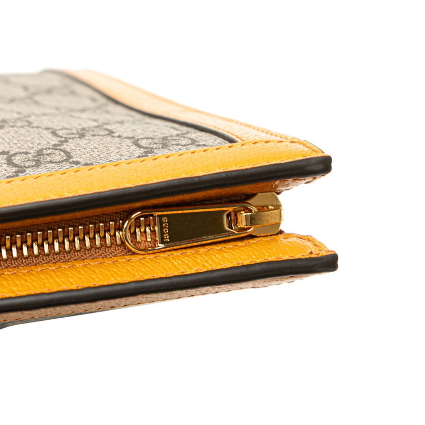 Gucci Beige Orange Pvc Leather Clutch Bag