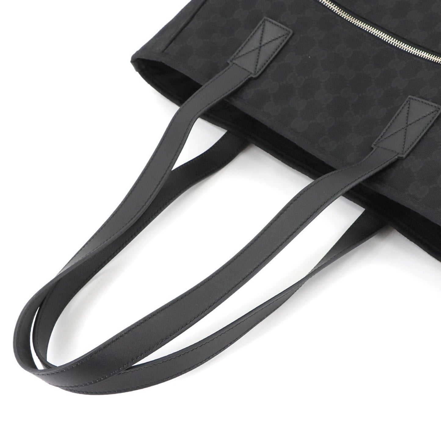 Gucci Black Gg Canvas Leather Tote Bag