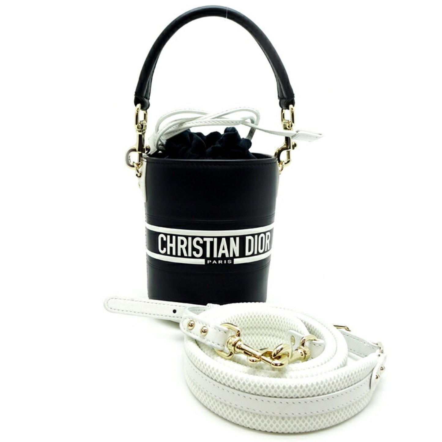 Dior Handbag Christian Shoulder Bag 4 Leather White Navy