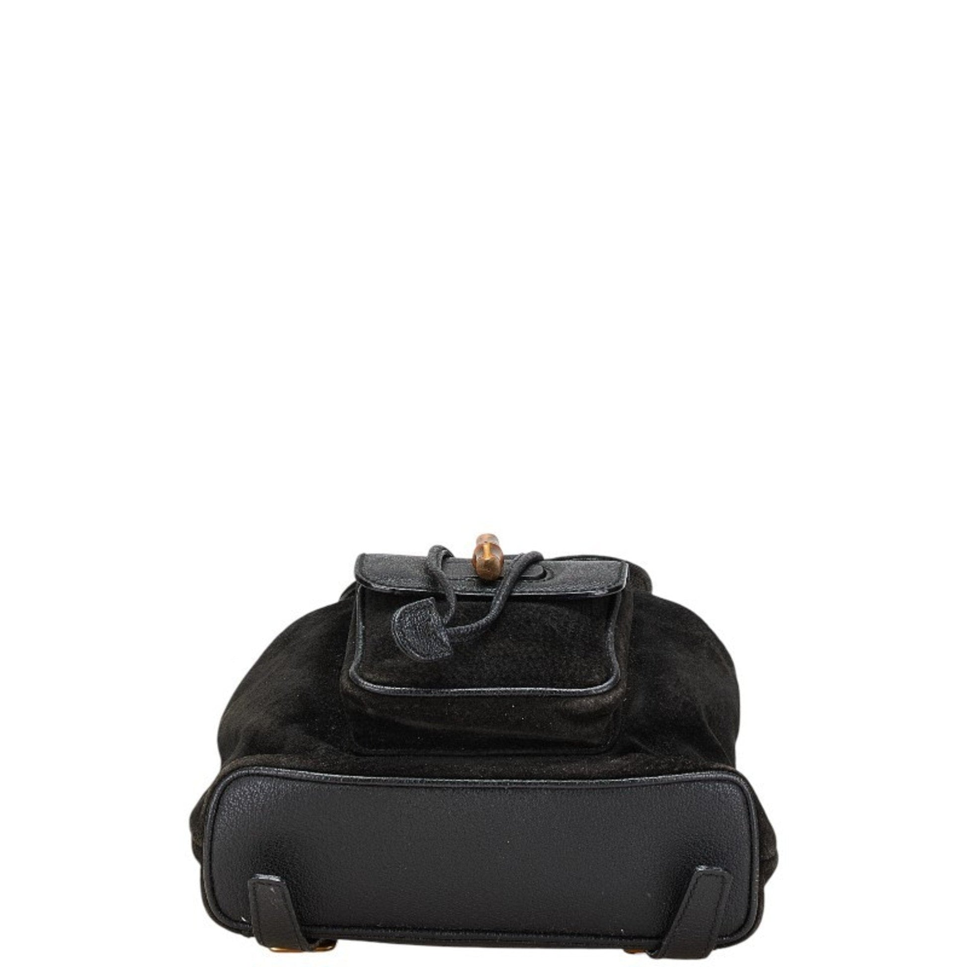 Gucci Black Leather Suede Backpack