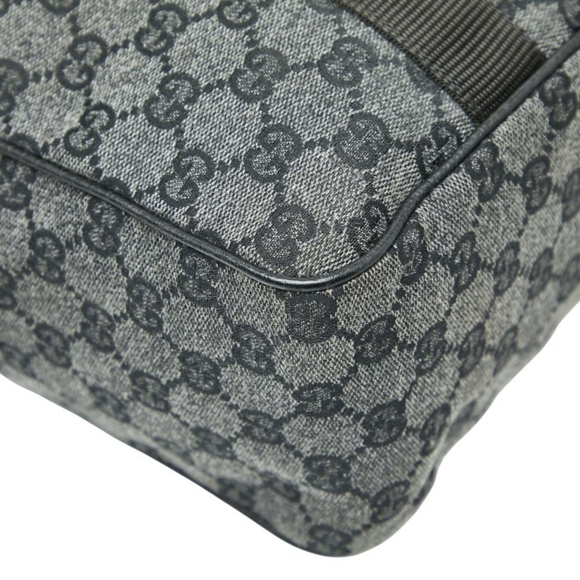 Gucci Black Gray Canvas Leather Handbag
