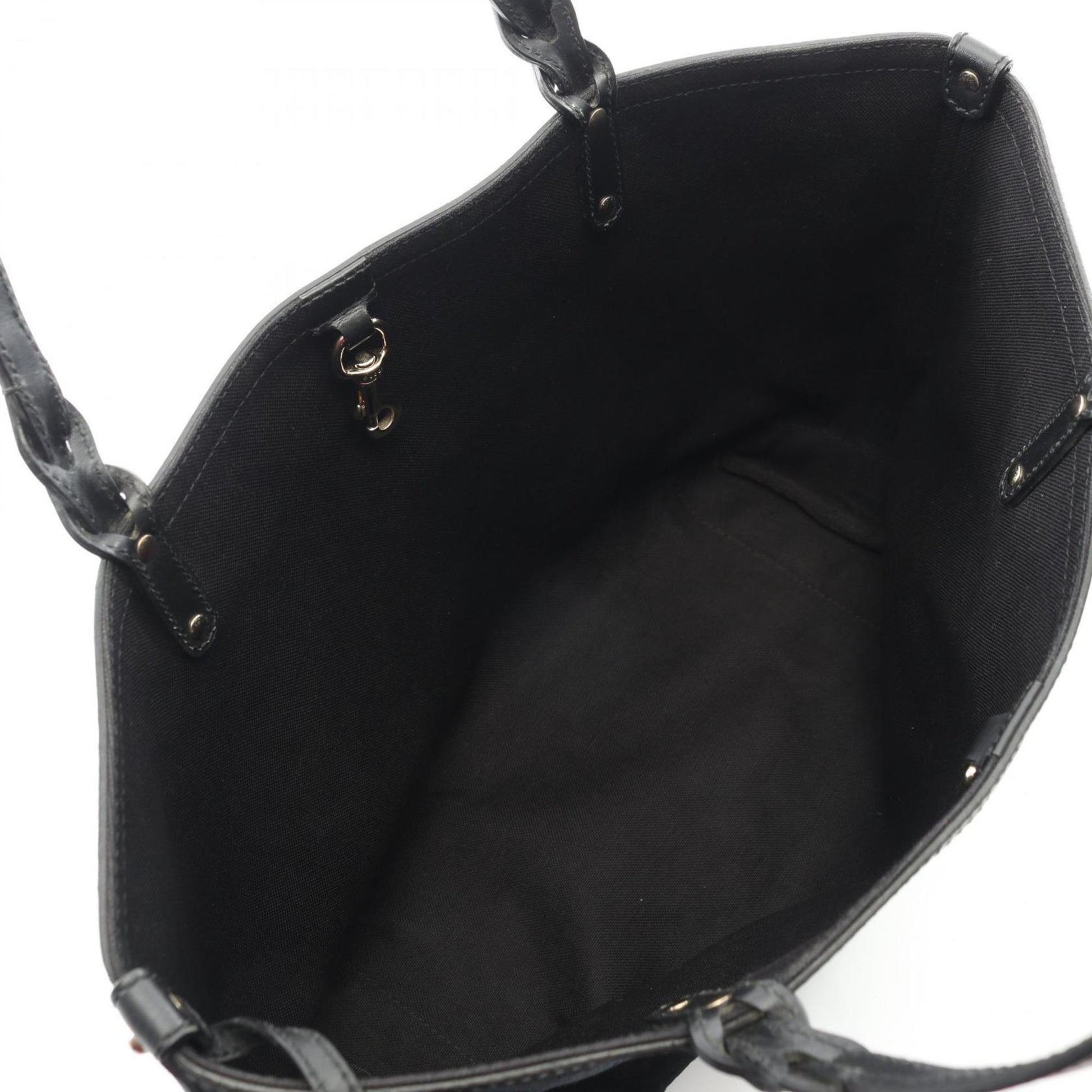 Gucci Black Canvas Leather Tote Bag