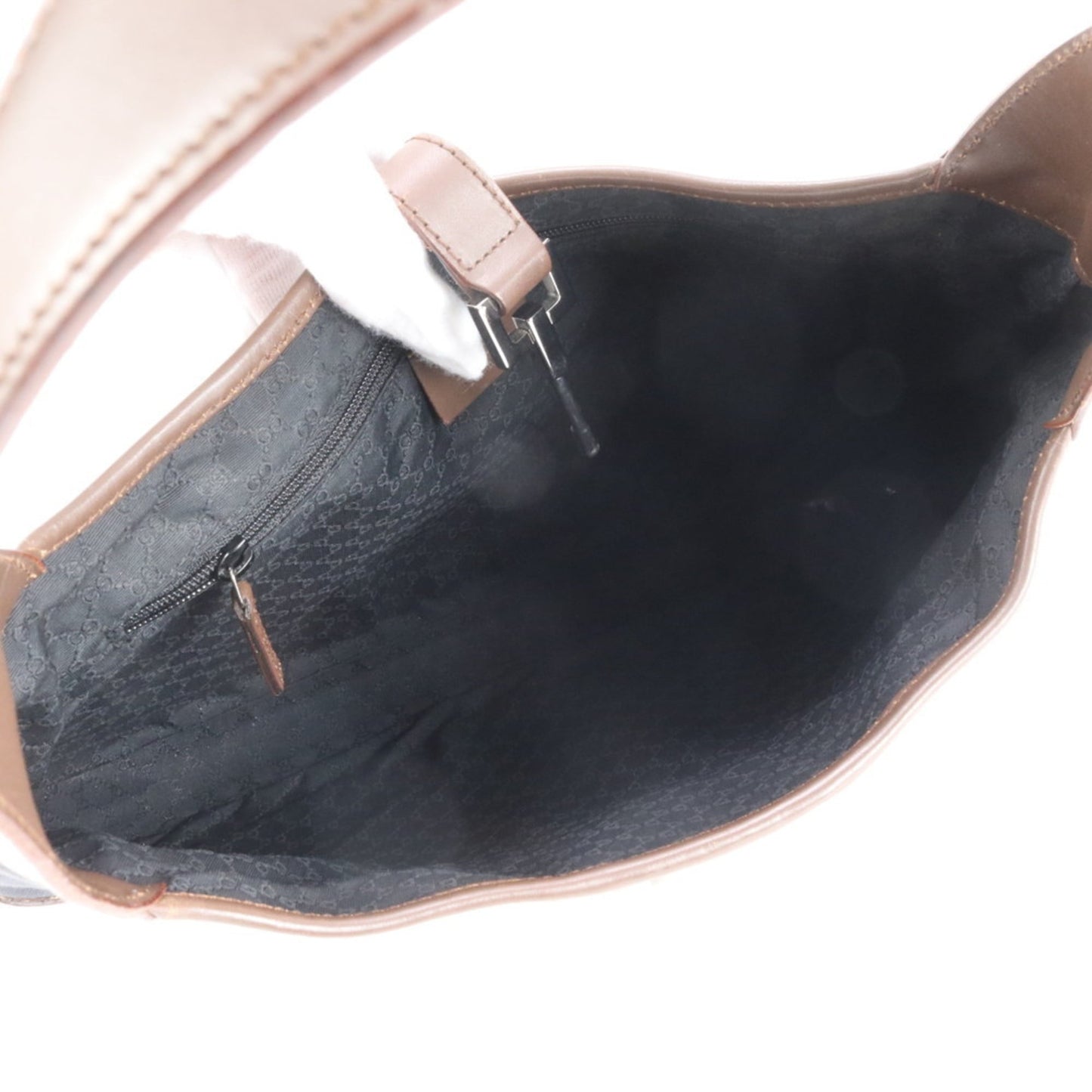 Gucci Brown Navy Leather Canvas Handbag Shoulder Bag