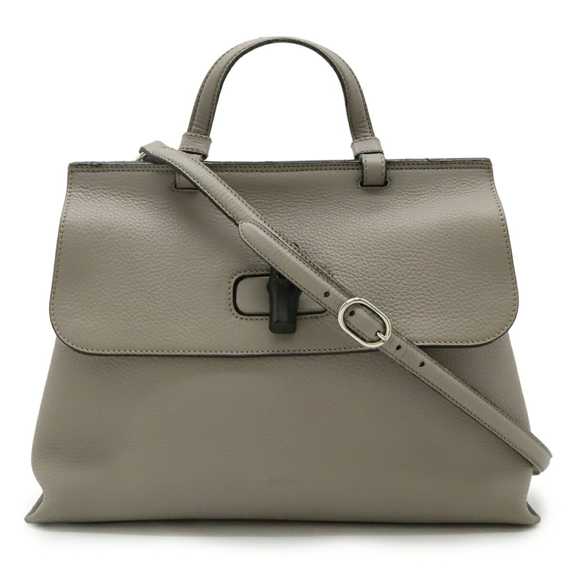 Gucci Gray Bamboo Leather Handbag Shoulder Bag
