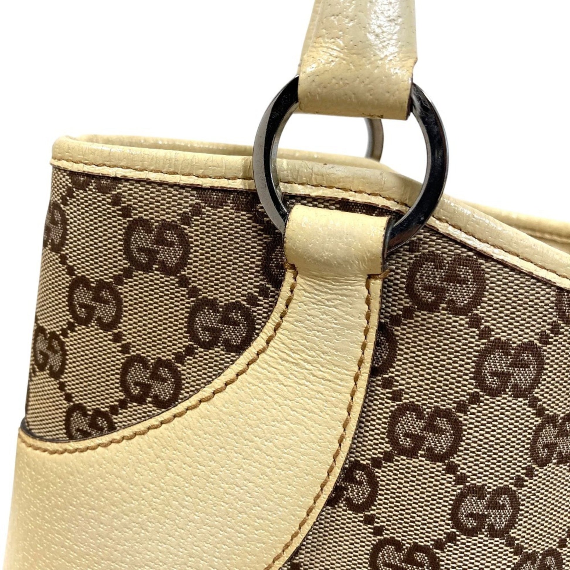 Gucci Beige Gg Canvas Leather Handbag