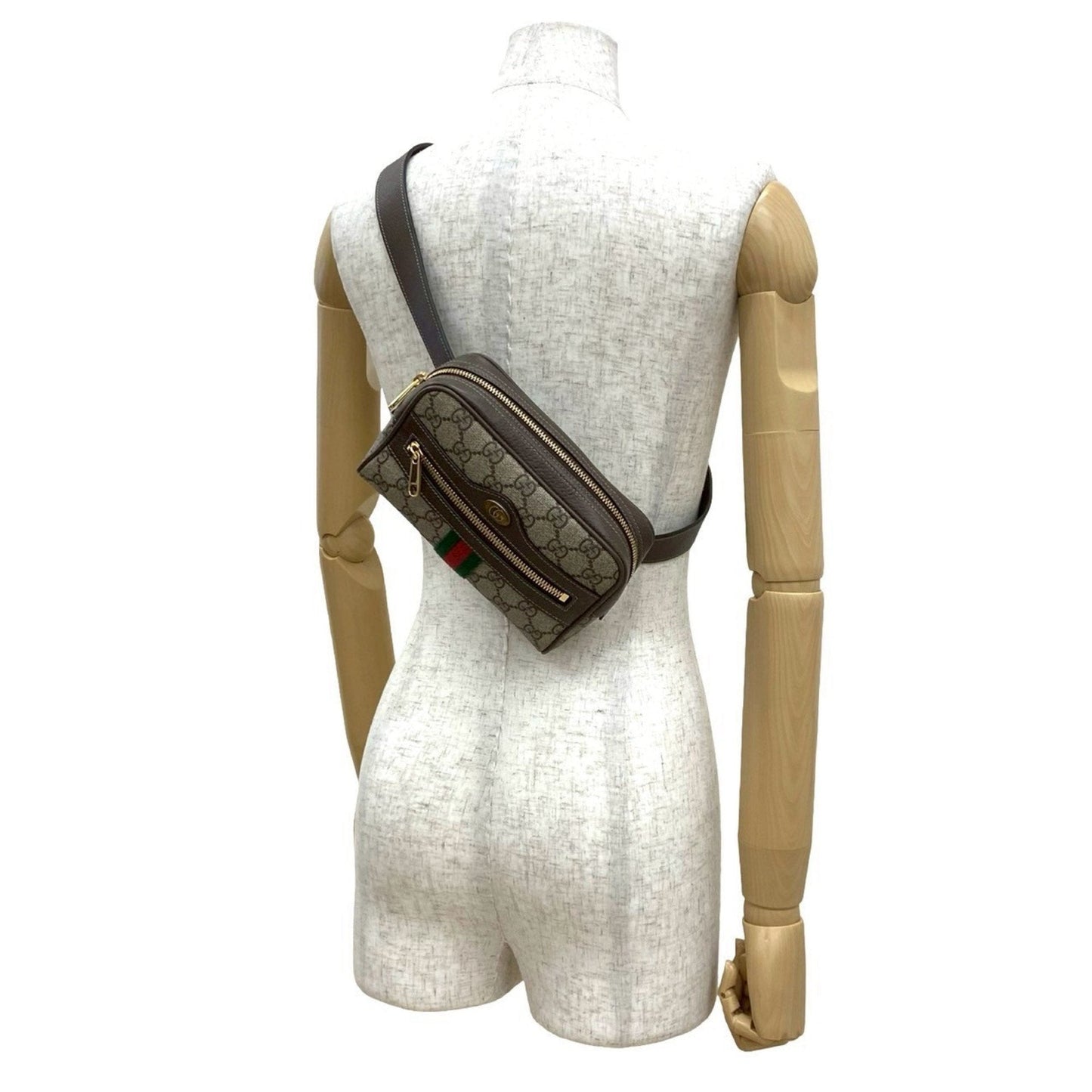 Gucci Brown Green Red Color Leather Pvc Shoulder Bag Sling Bag