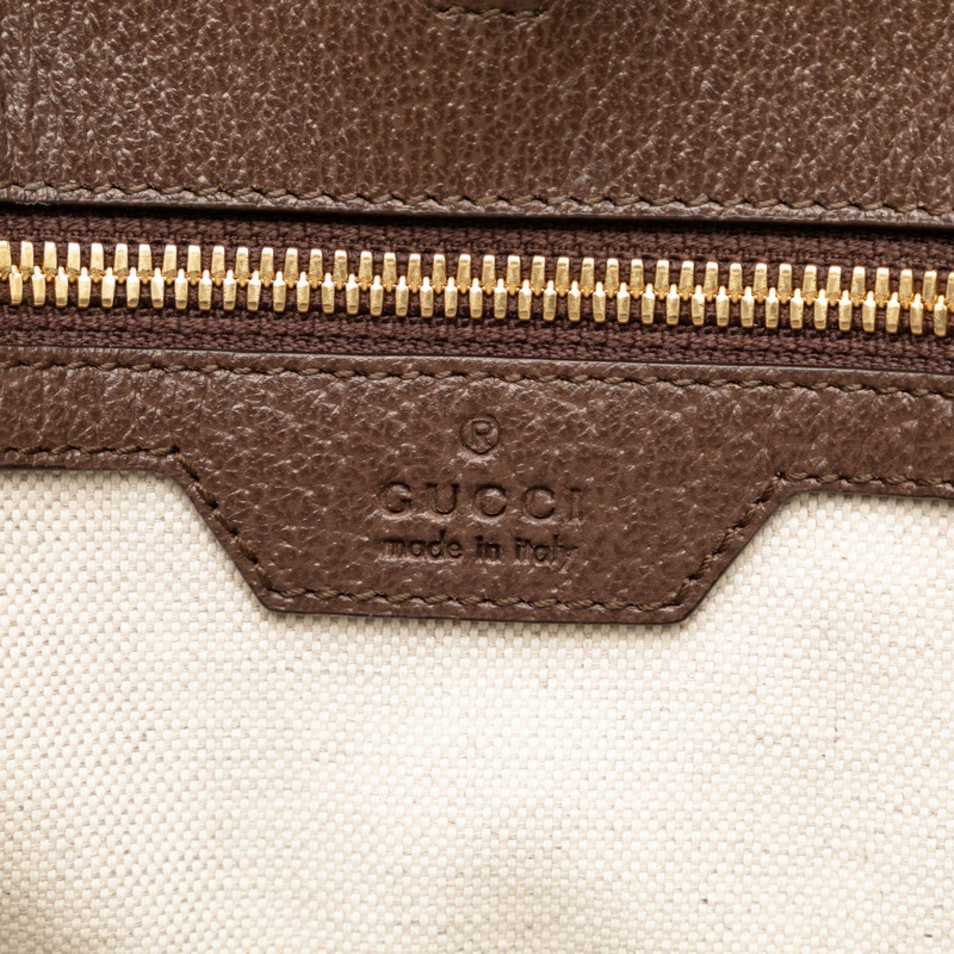 Gucci Beige Multi-Color Canvas Leather Shoulder Bag Tote Bag