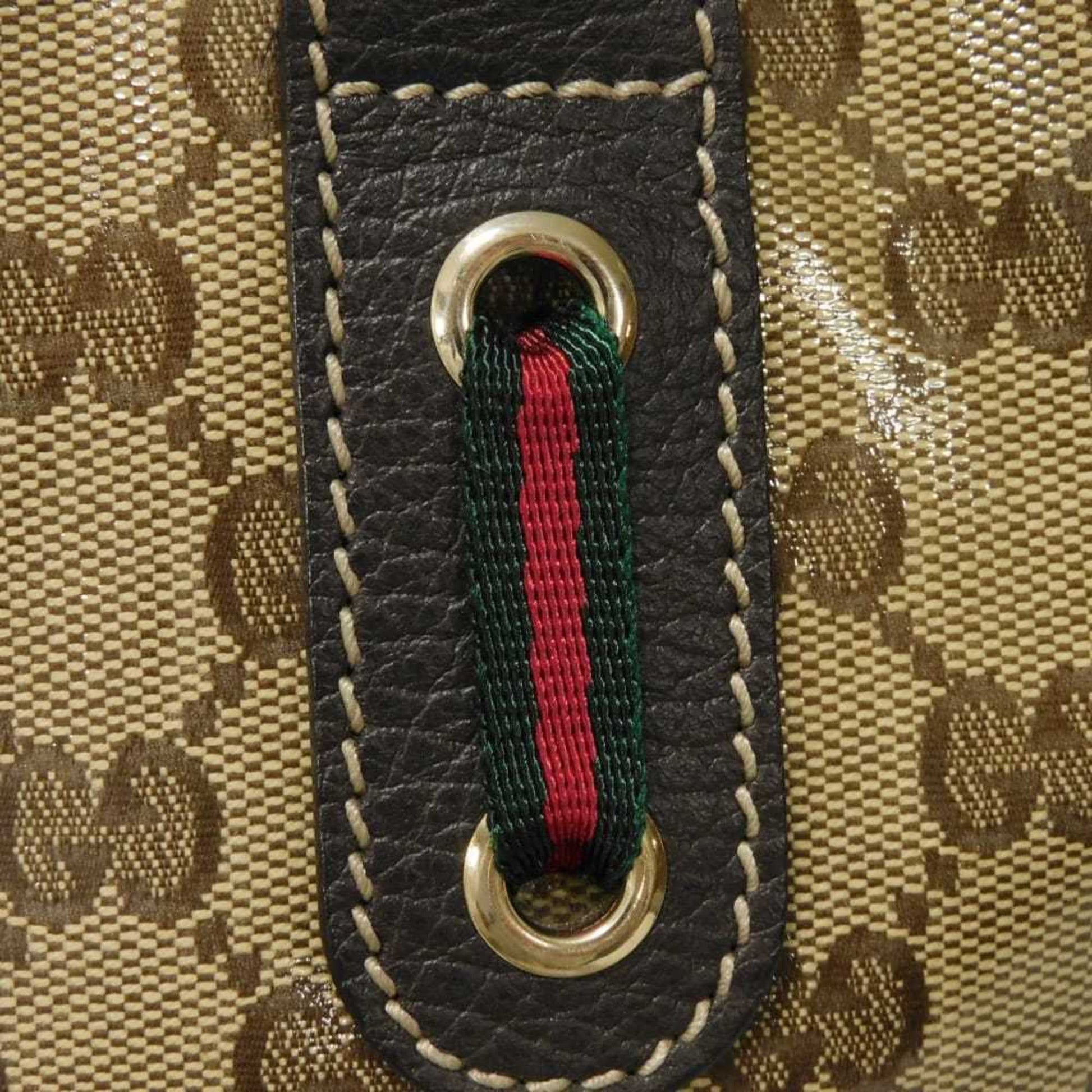 Gucci Beige Brown Gg Crystal Canvas Vinyl Coated Canvas Shoulder Bag Tote Bag
