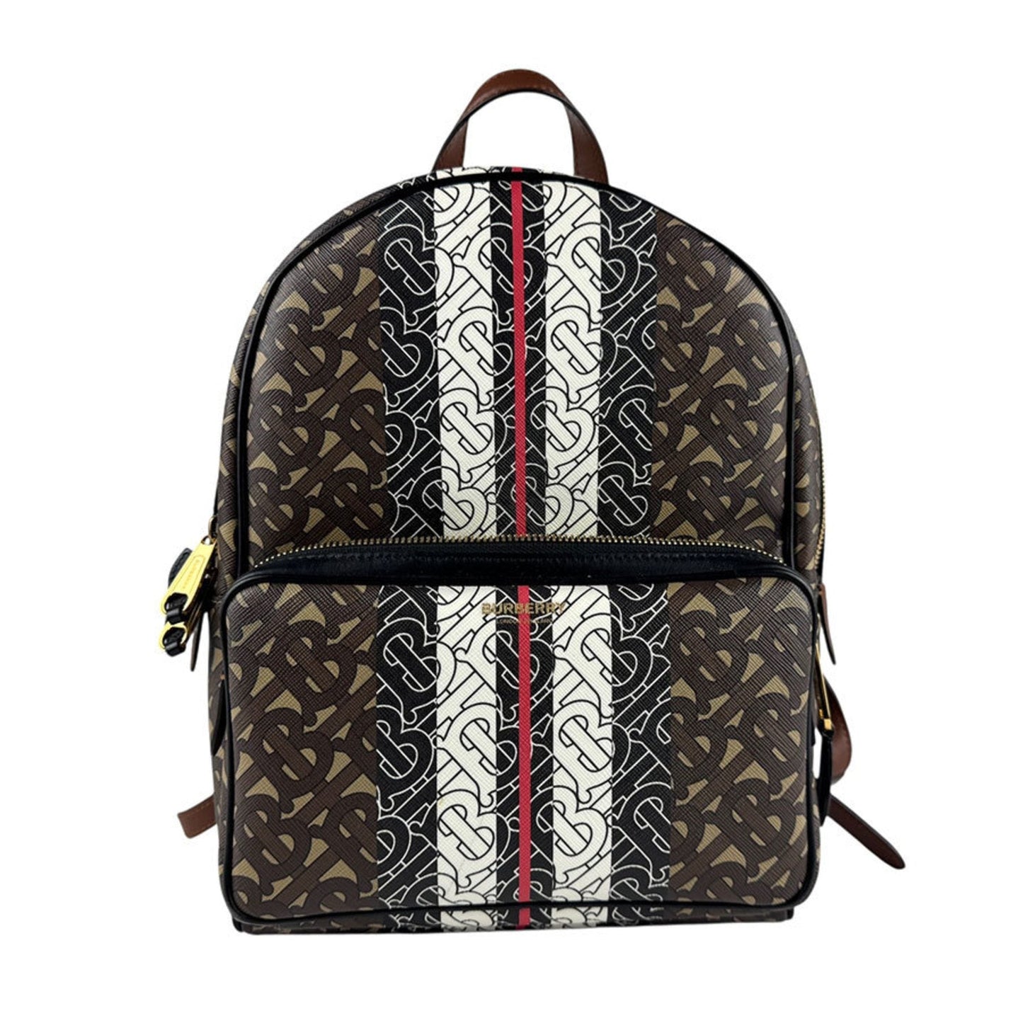Burberry Pvc Backpack Leather Black White