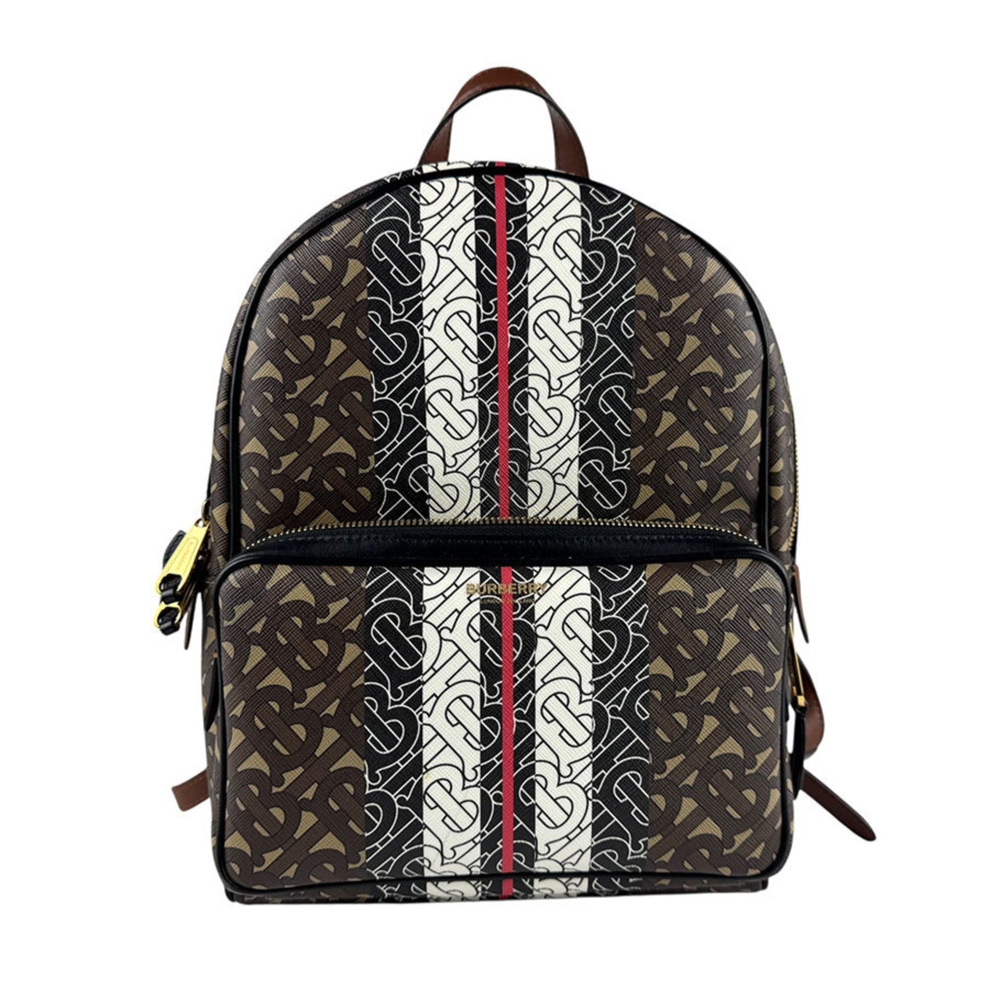 Burberry Pvc Backpack Leather Black White