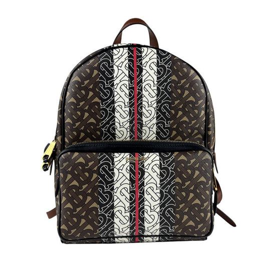 Burberry Pvc Backpack Leather Black White