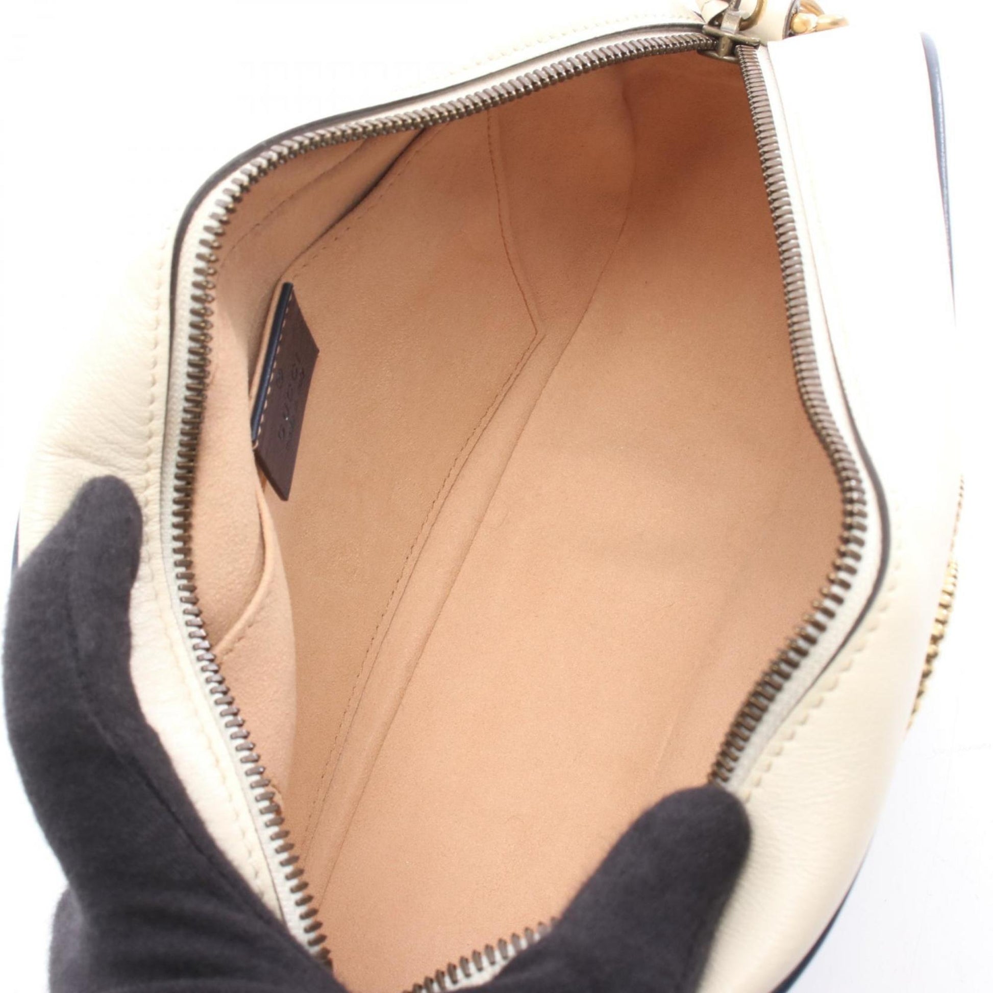 Gucci Navy White Leather Shoulder Bag