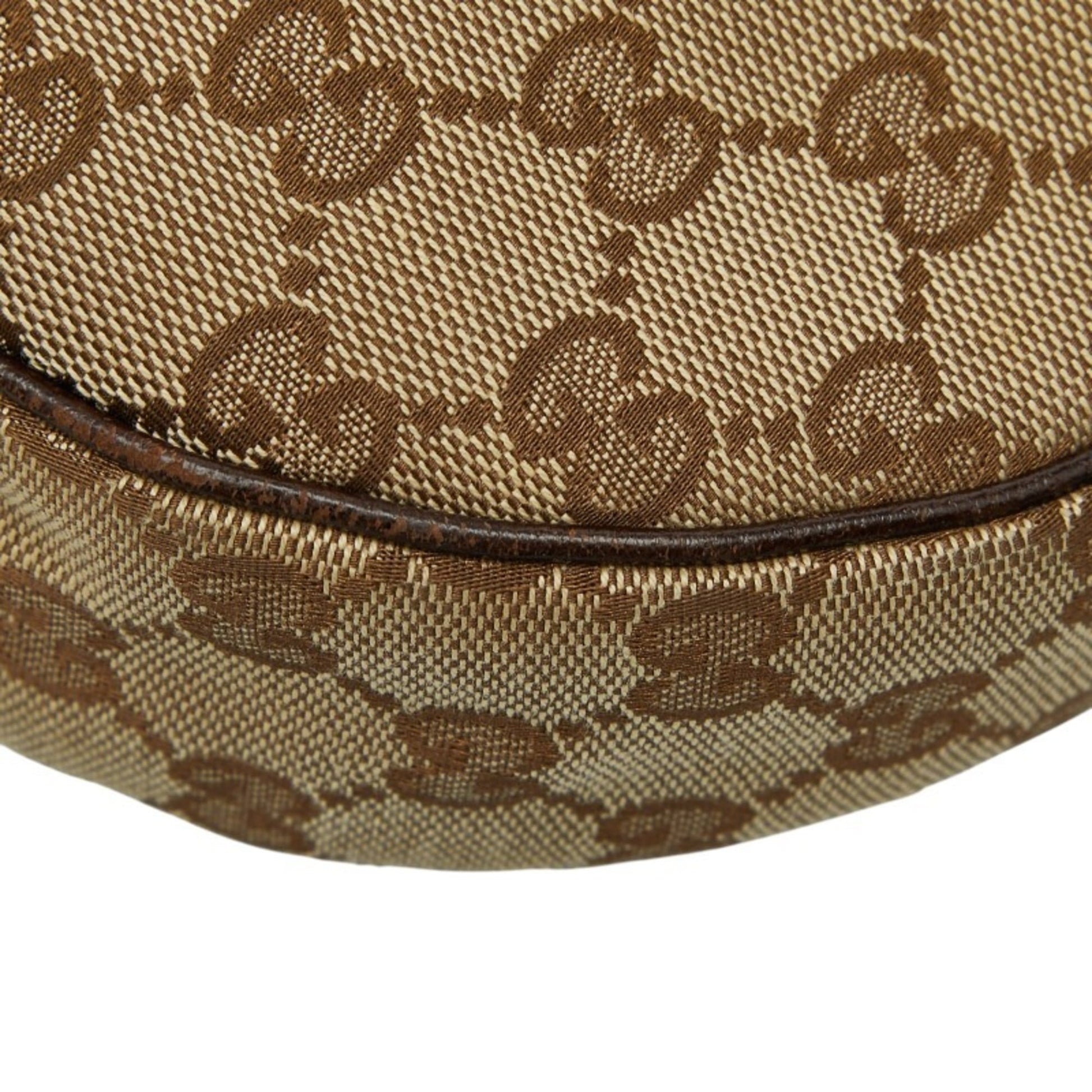 Gucci Beige Brown Canvas Leather Shoulder Bag