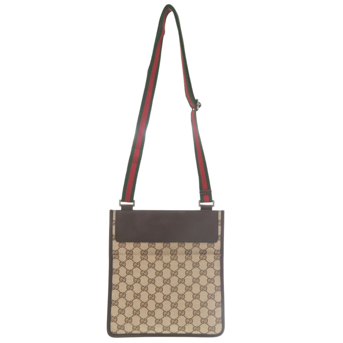 Gucci Brown Green Red Color Gg Canvas Leather Messenger Bag Sling Bag