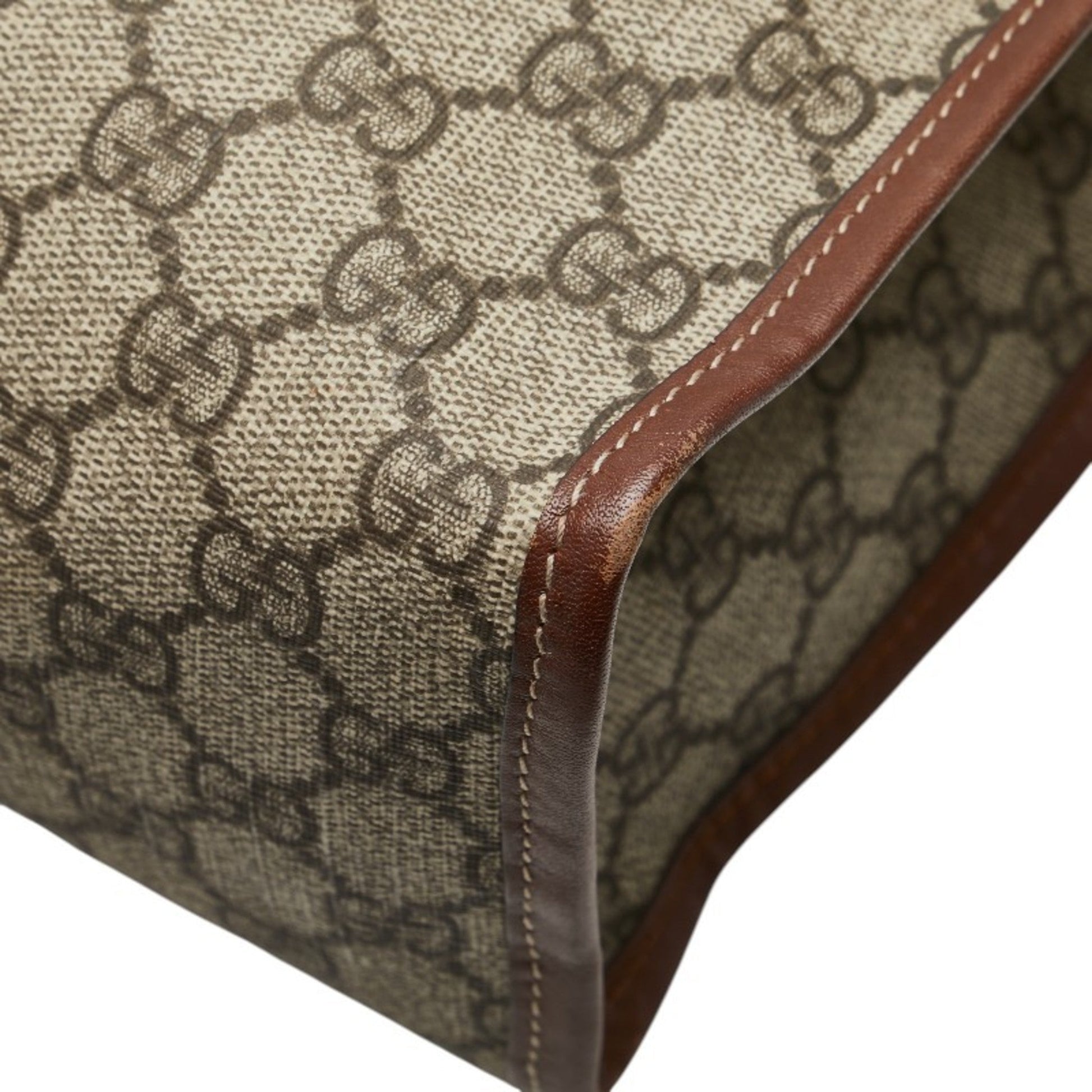 Gucci Sherry Line Beige Brown Pvc Leather Tote Bag