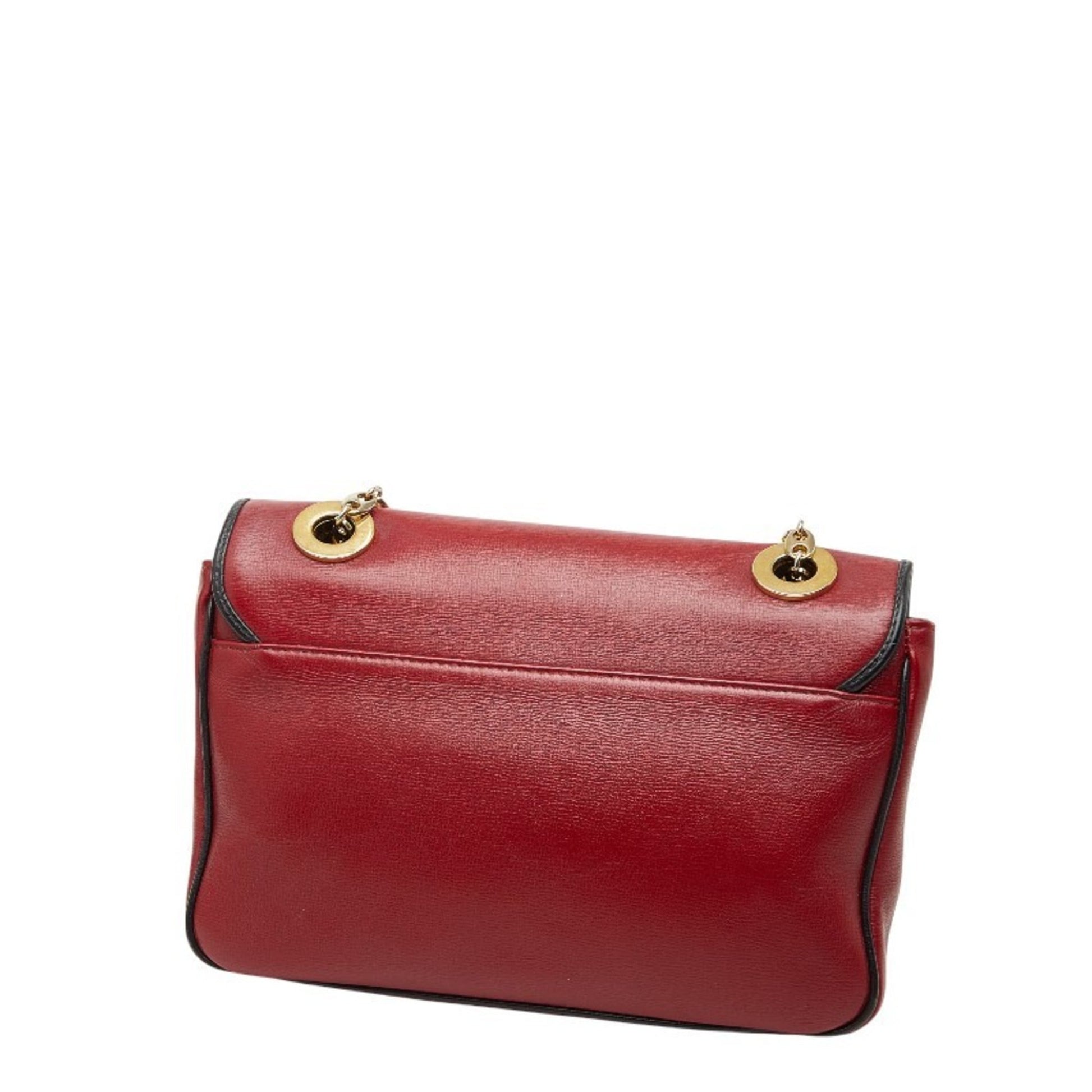 Gucci Black Red Color Leather Shoulder Bag