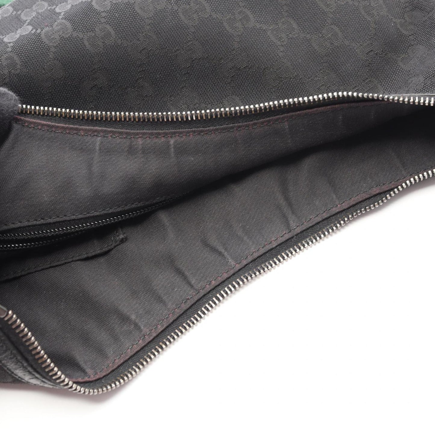 Gucci Black Gg Canvas Leather Shoulder Bag