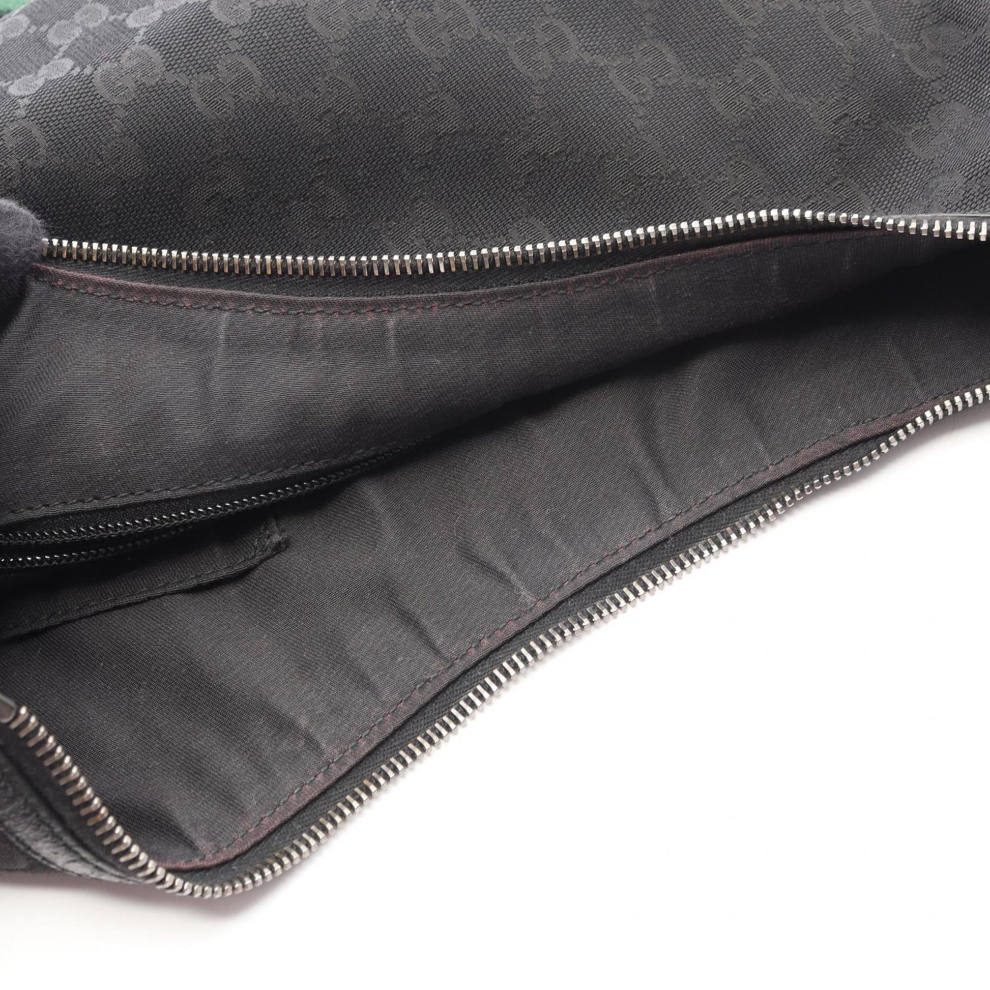 Gucci Black Gg Canvas Leather Shoulder Bag