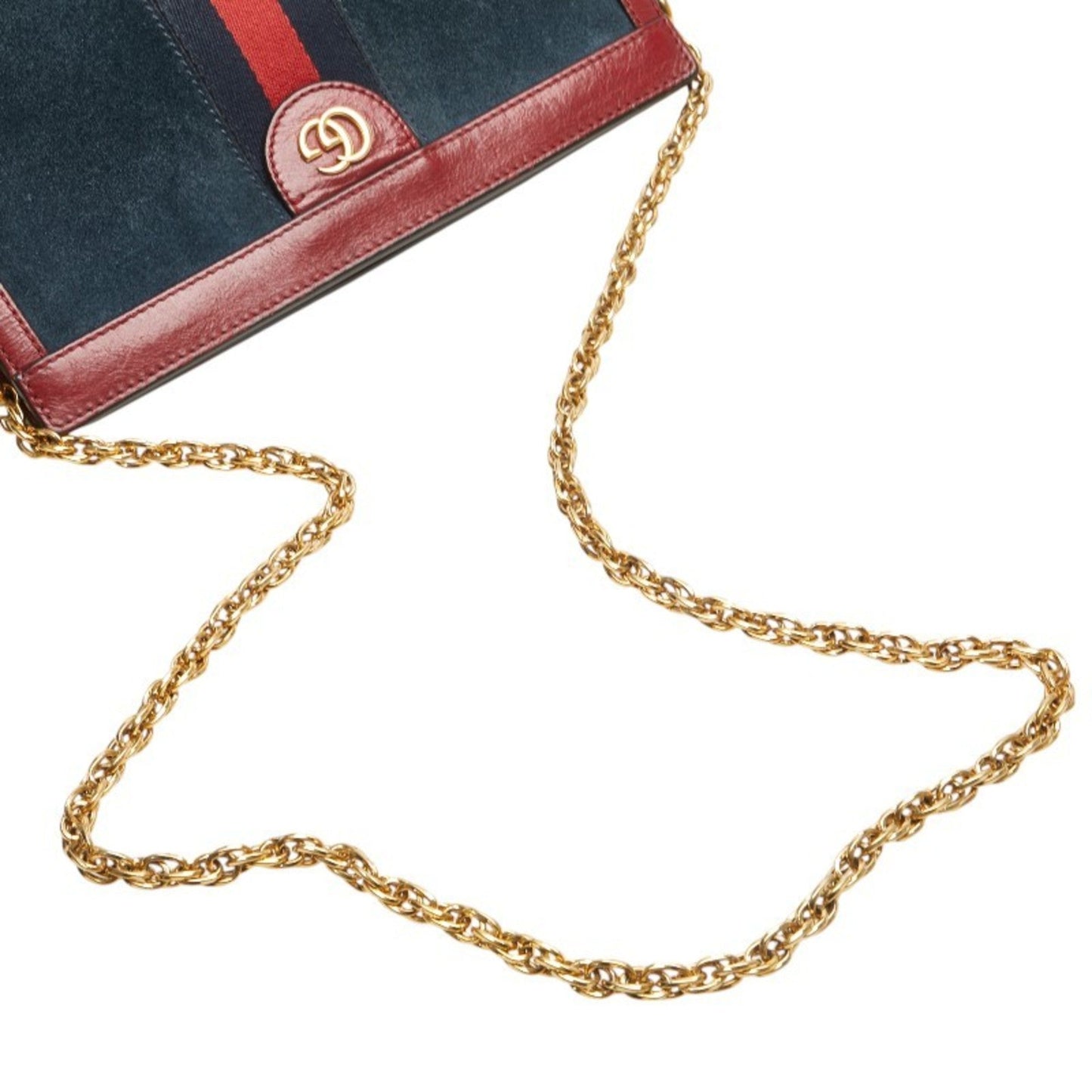 Gucci Navy Red Color Leather Suede Shoulder Bag