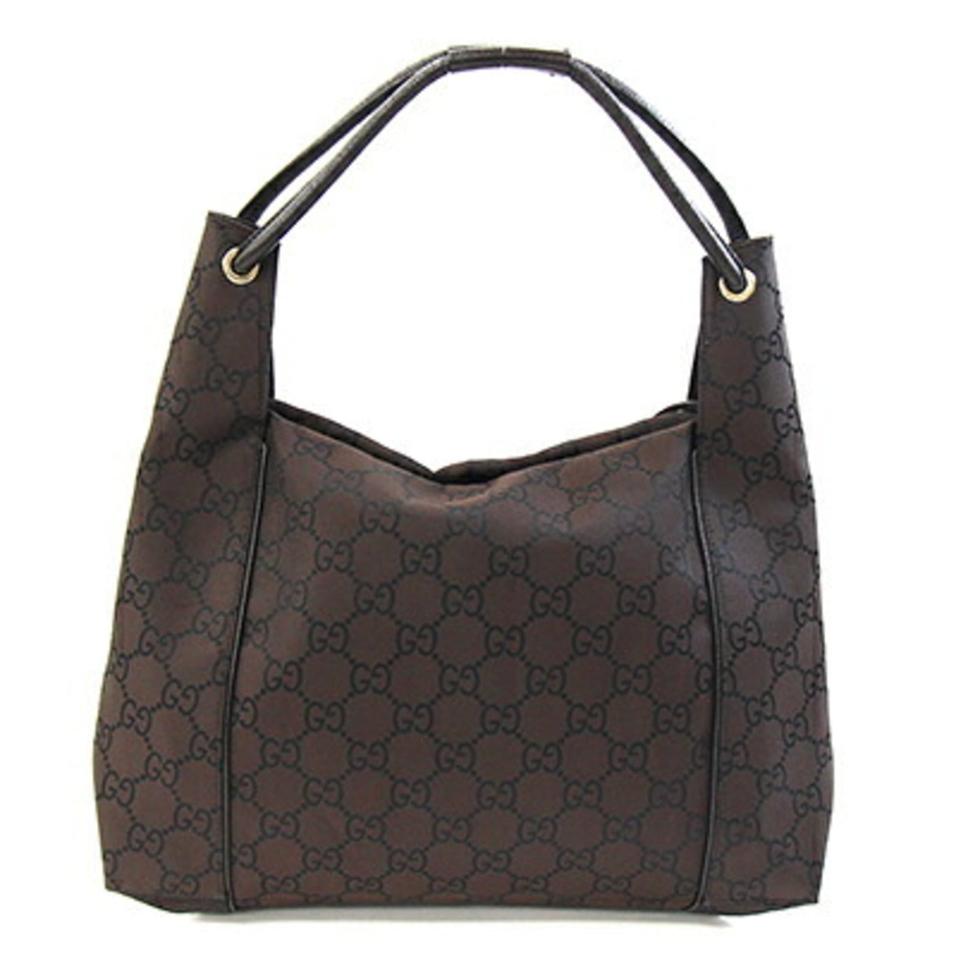 Gucci Dark Brown Nylon Leather Shoulder Bag