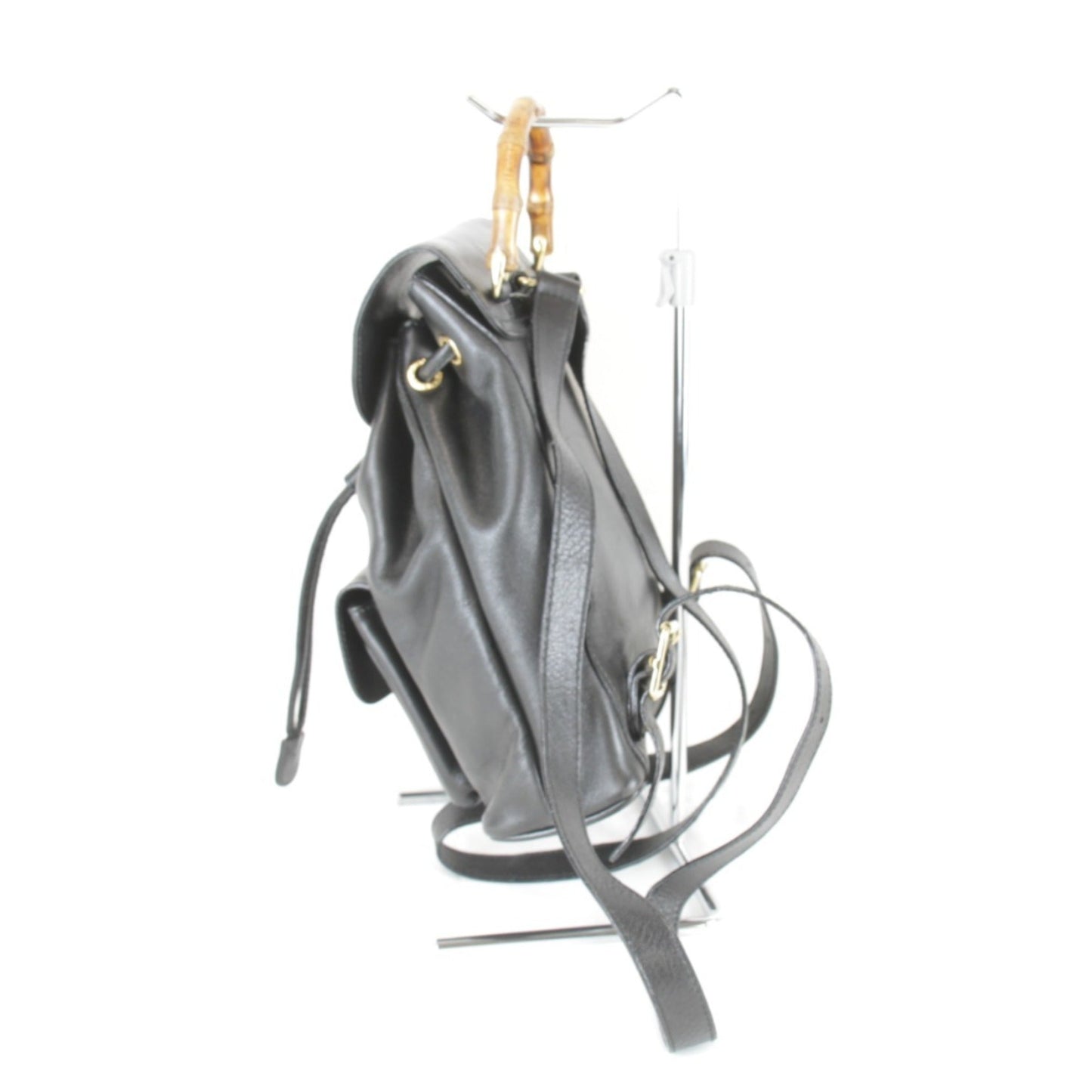 Gucci Black Bamboo Leather Backpack