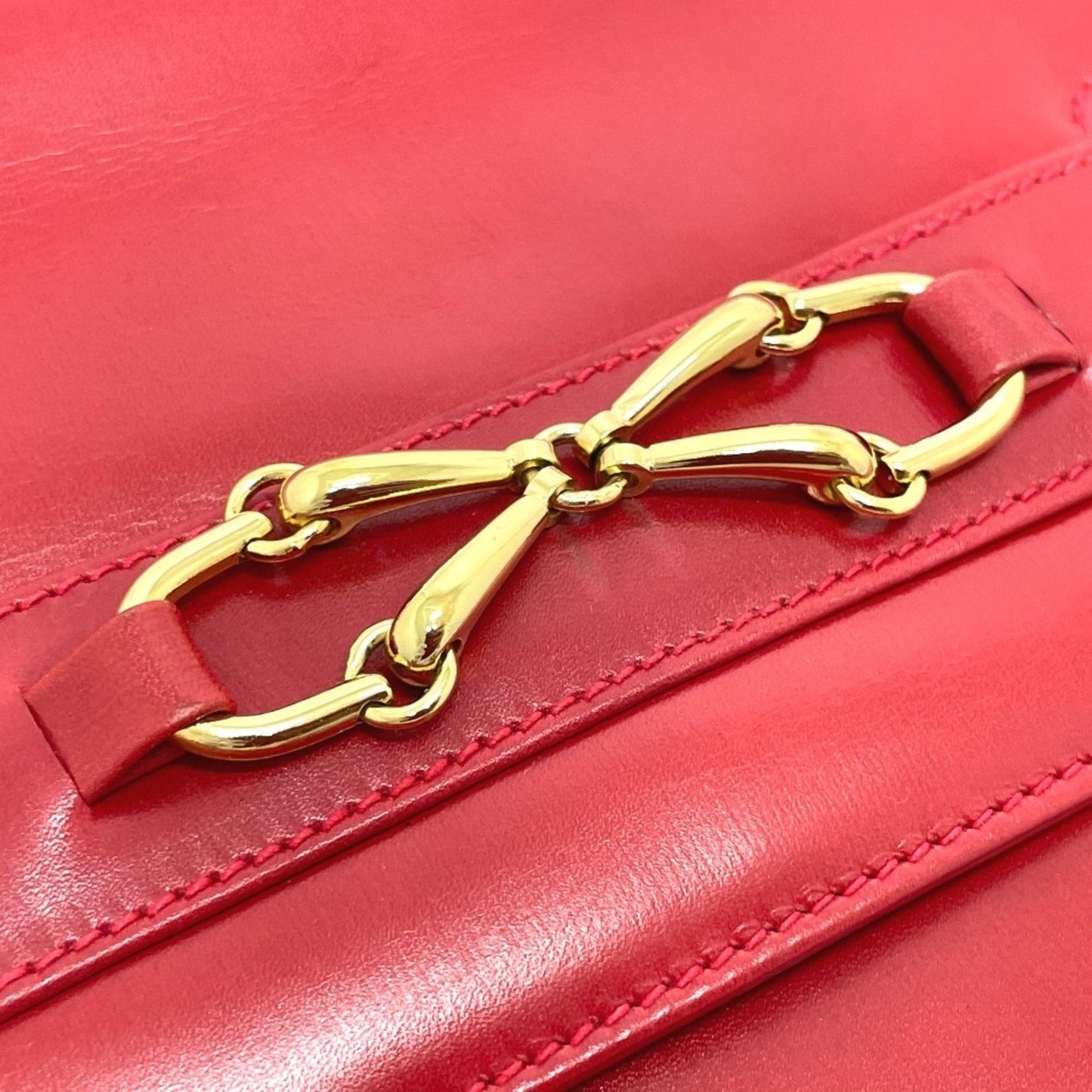 Gucci Red Color Leather Clutch Bag Shoulder Bag