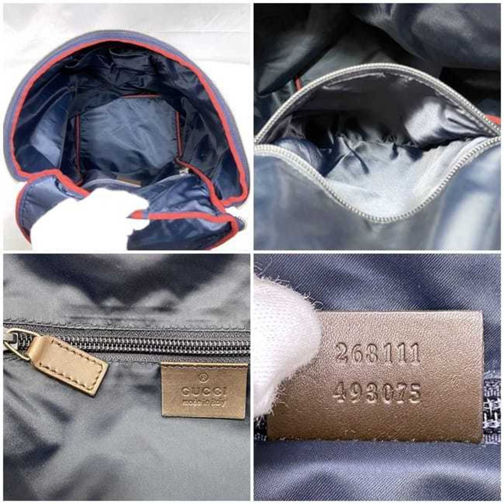 Gucci Diamante Gray Navy Nylon Leather Backpack
