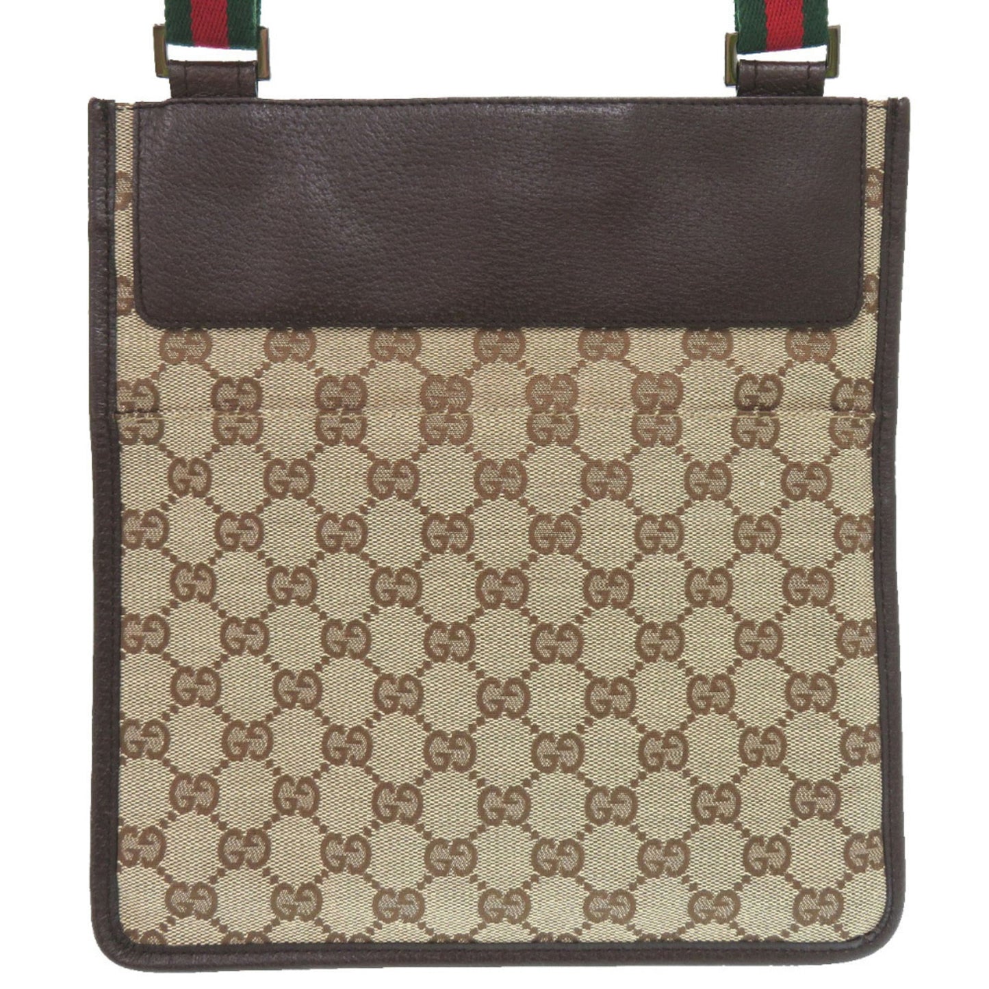 Gucci Brown Green Red Color Gg Canvas Leather Messenger Bag Sling Bag