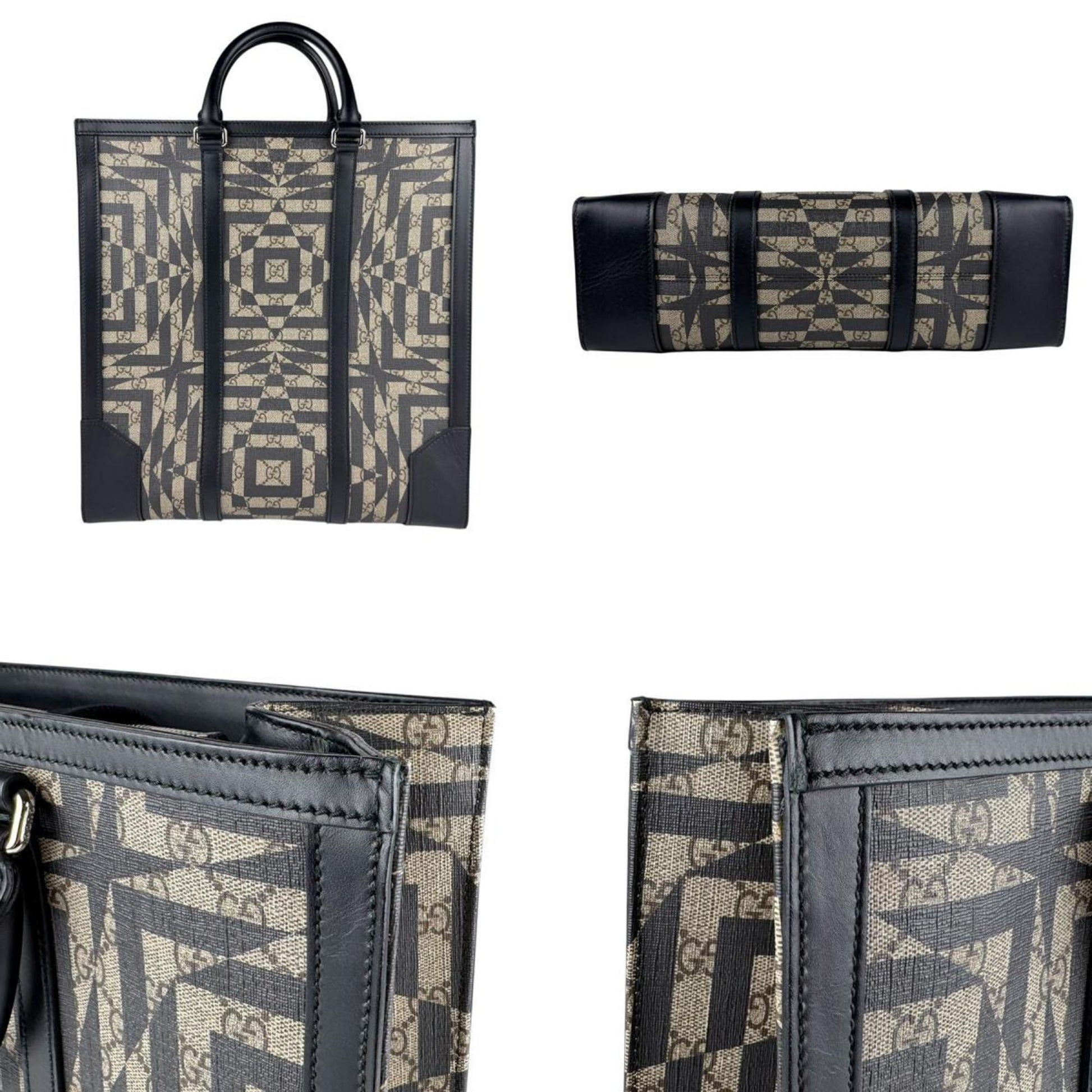 Gucci Beige Black Gg Supreme Canvas Handbag Shoulder Bag