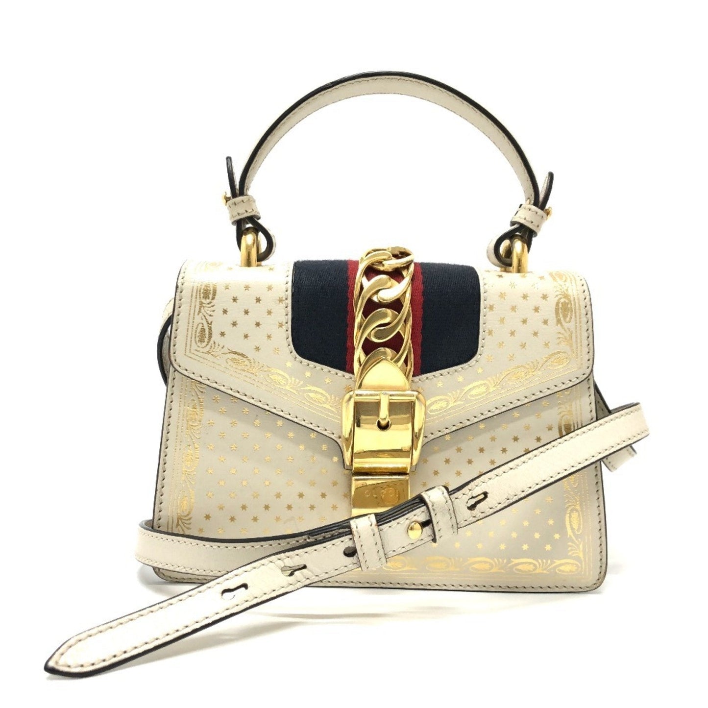 Gucci Blue White Leather Handbag Shoulder Bag
