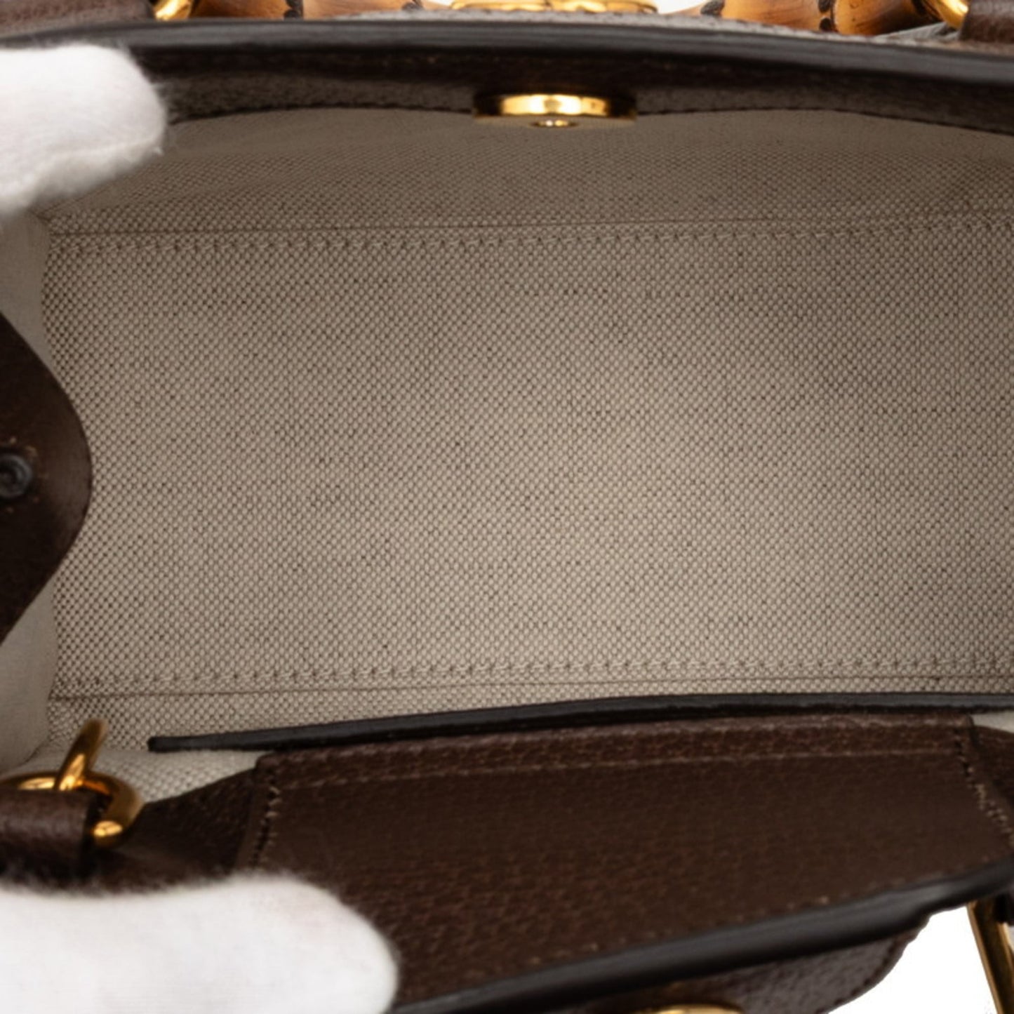 Gucci Brown Canvas Leather Handbag Shoulder Bag