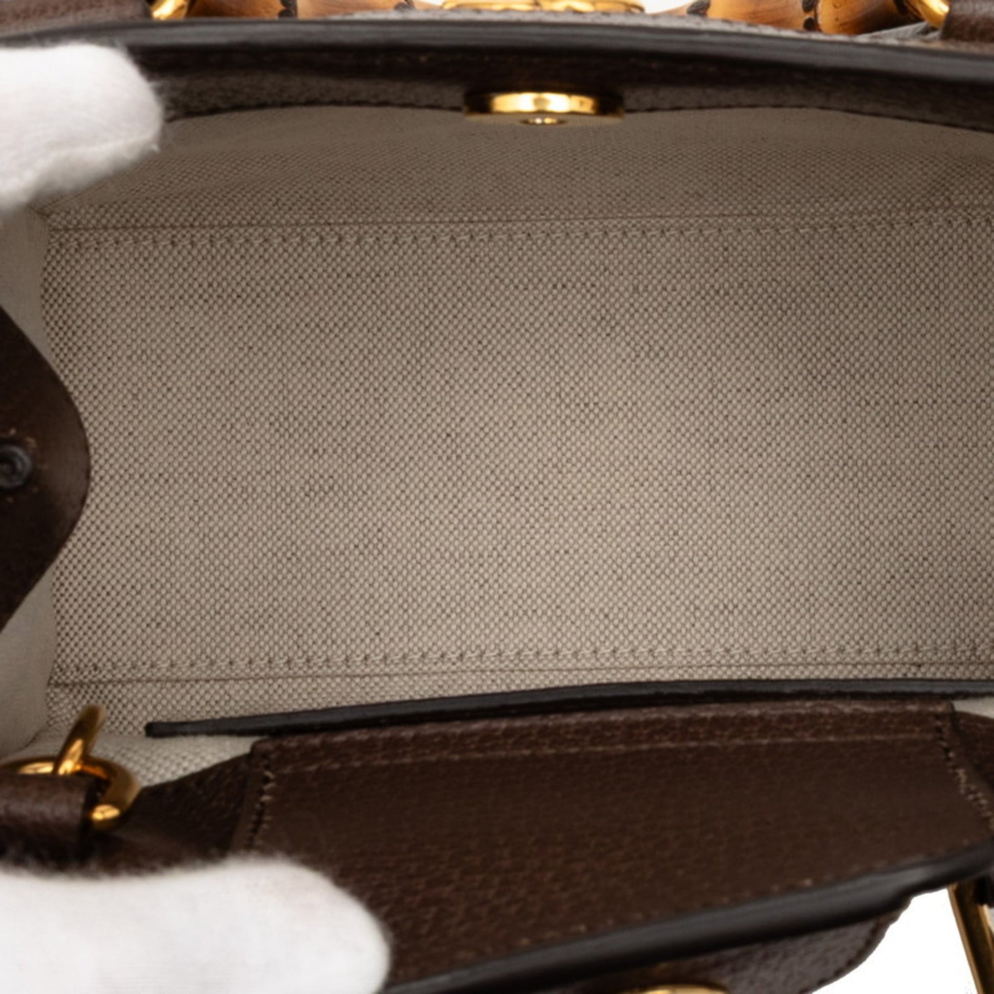 Gucci Brown Canvas Leather Handbag Shoulder Bag