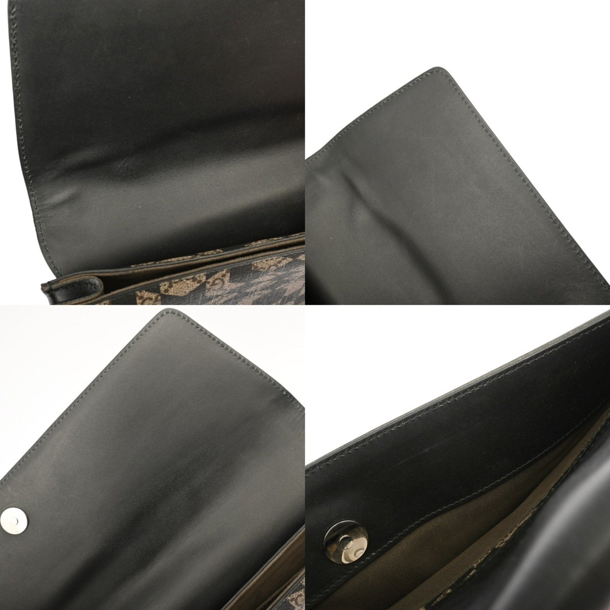 Gucci Beige Black Pvc Clutch Bag
