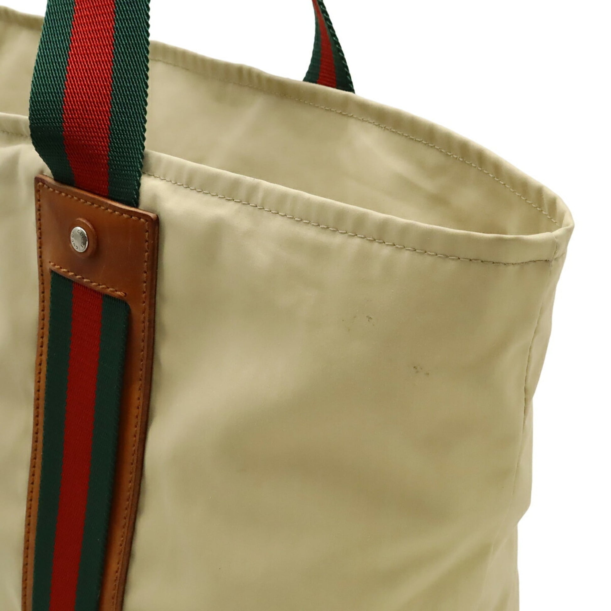 Gucci Sherry Line Beige Brown Green Red Color Canvas Leather Shoulder Bag Tote Bag