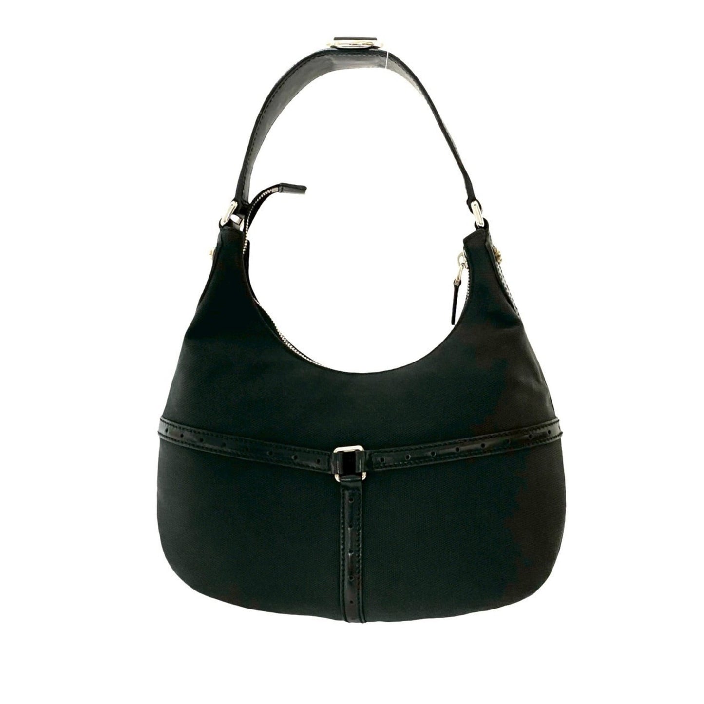Gucci Black Leather Canvas Handbag Shoulder Bag