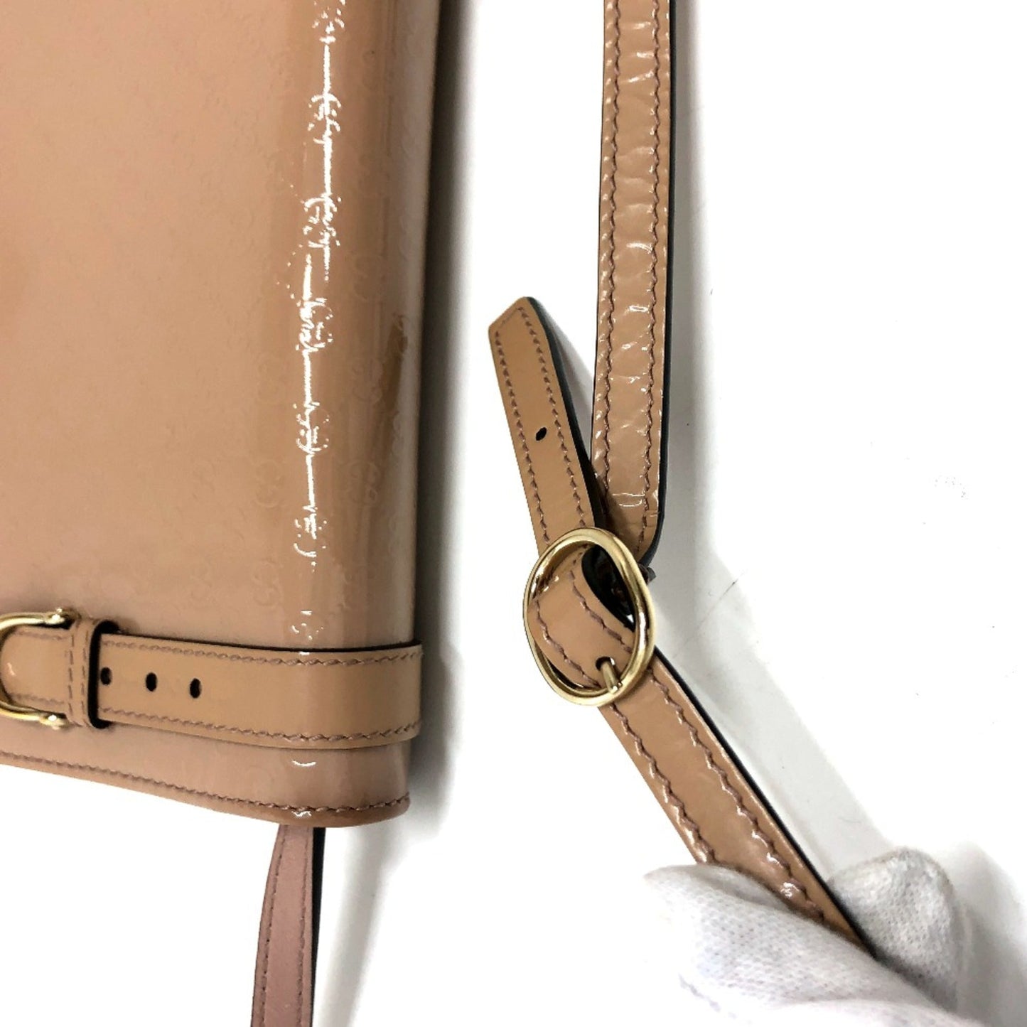 Gucci Beige Patent Leather Shoulder Bag
